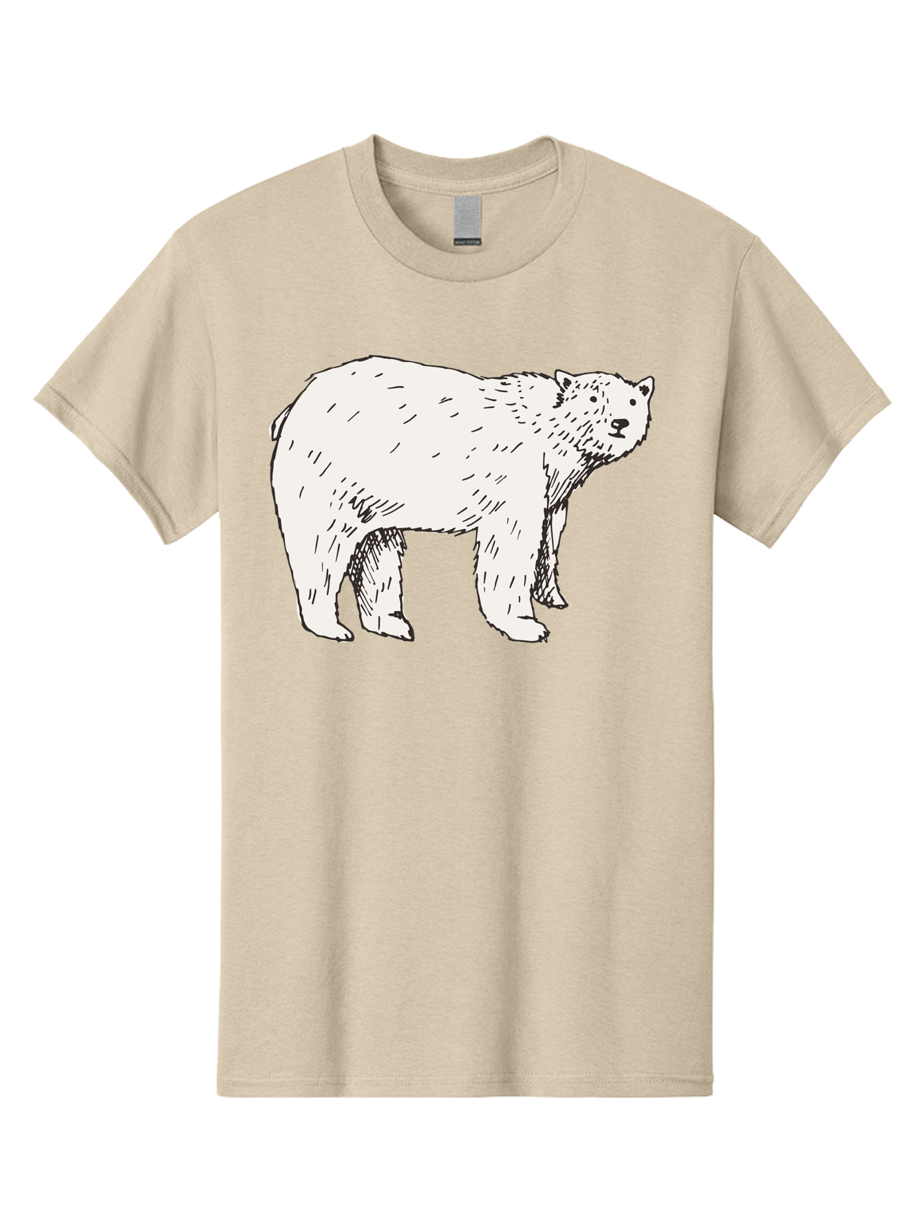 Polar-Bear-1 Men'S Graphic Tee, 100% Cotton, Comfortable Casual Summer Wear, Machine Washable, Polar Bear Illustration, White Bear, Black Outline, Wildlife Art, Polar Bear Drawing, Arctic Animal, Furry Creature, Animal Graphic Aab052 27