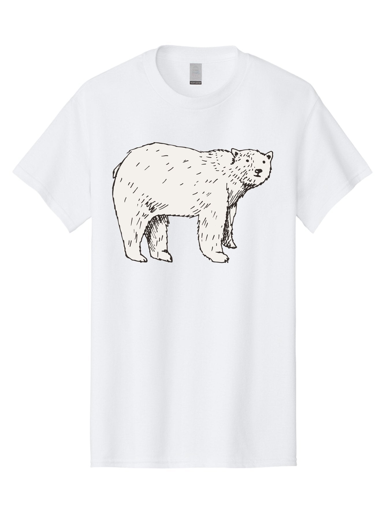 Polar-Bear-1 Men'S Graphic Tee, 100% Cotton, Comfortable Casual Summer Wear, Machine Washable, Polar Bear Illustration, White Bear, Black Outline, Wildlife Art, Polar Bear Drawing, Arctic Animal, Furry Creature, Animal Graphic Aab052 15