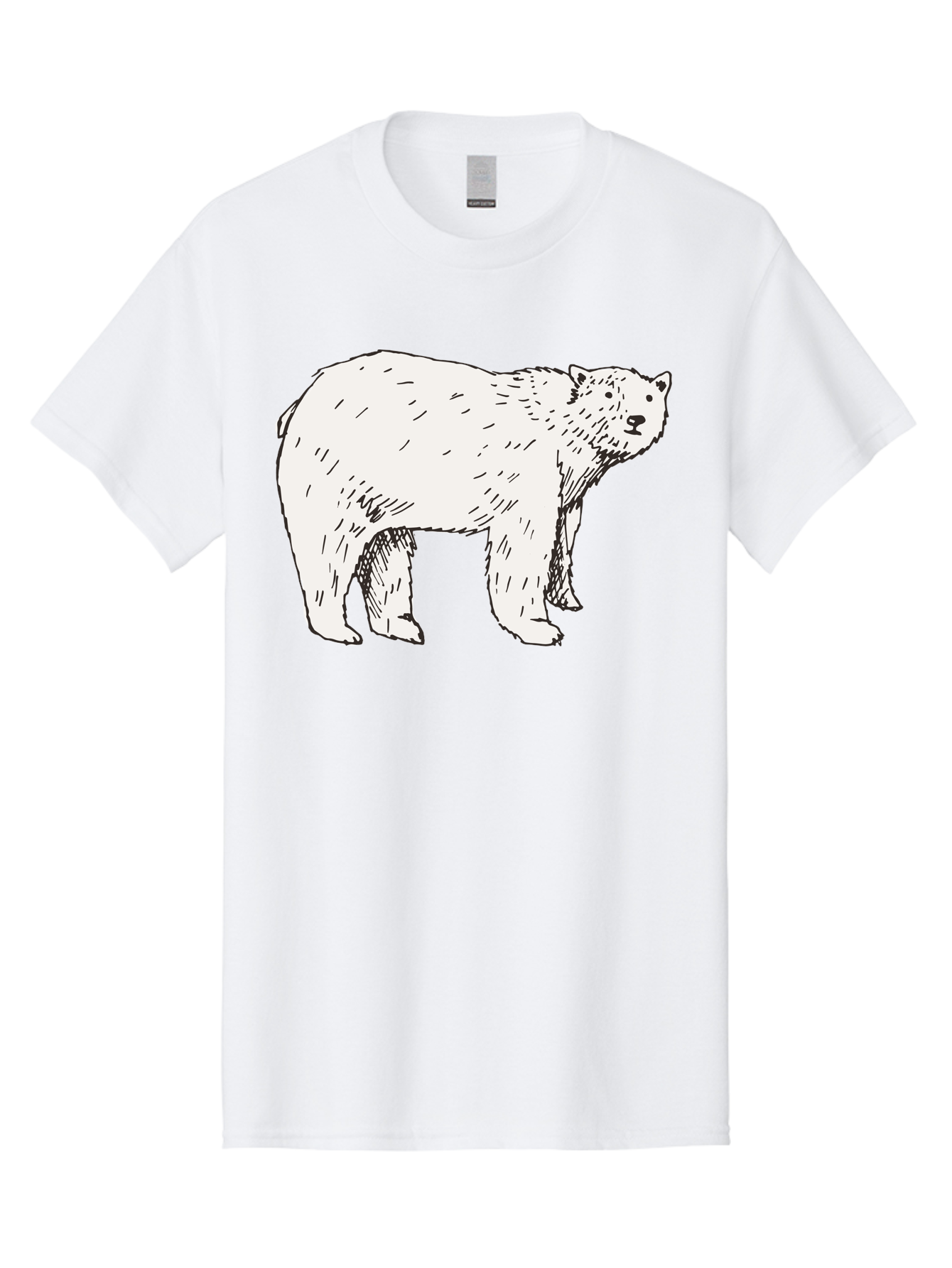 Polar-Bear-1 Men'S Graphic Tee, 100% Cotton, Comfortable Casual Summer Wear, Machine Washable, Polar Bear Illustration, White Bear, Black Outline, Wildlife Art, Polar Bear Drawing, Arctic Animal, Furry Creature, Animal Graphic Aab052 29