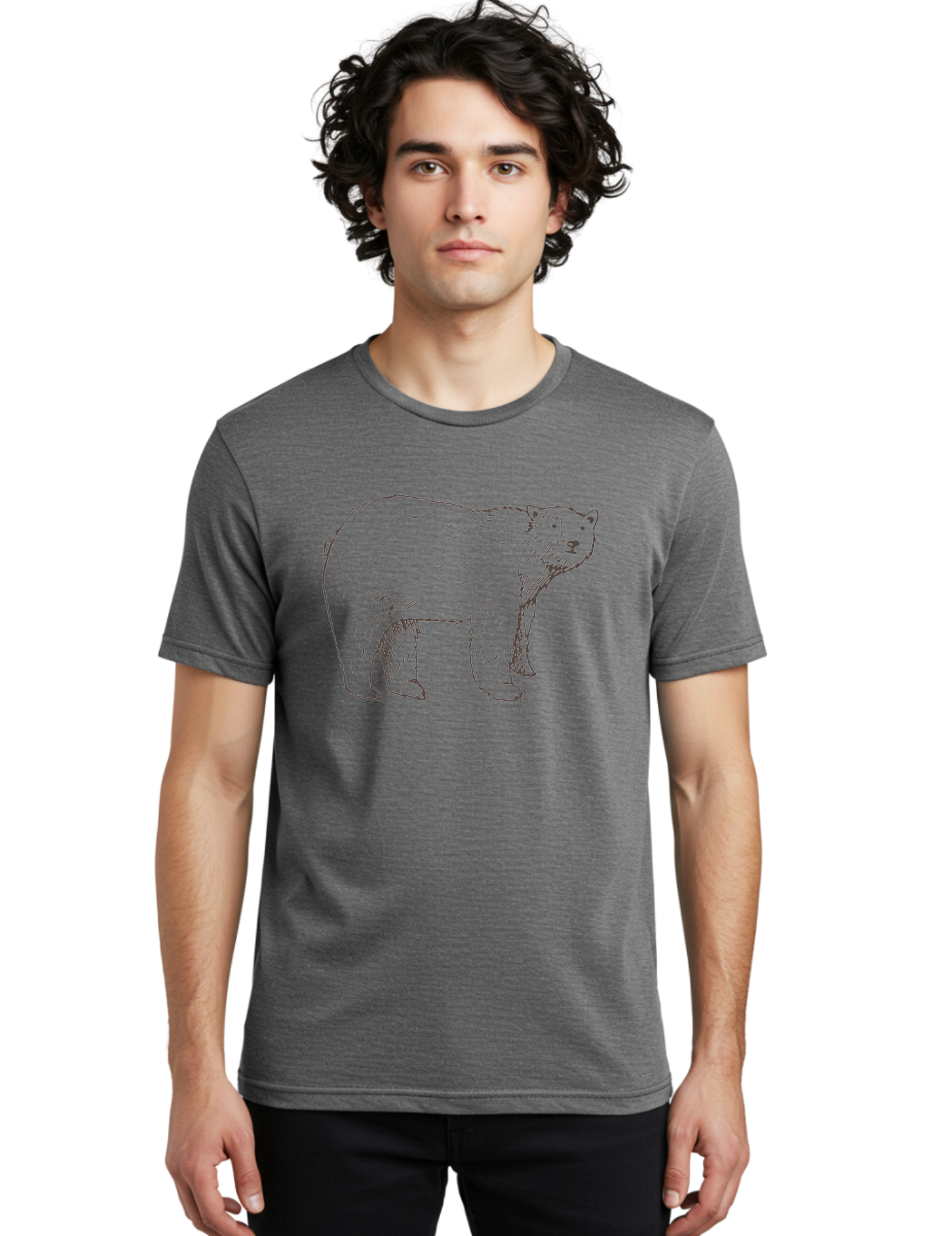 Polar-Bear Men'S Graphic Tee, 100% Cotton, Comfortable Casual Summer Wear, Machine Washable, Illustrated Bear, Wildlife Art, Hand Drawn Animal, Simple Line Art, Bear Portrait, Wild Animal Illustration, Minimalist Design Aab053 10