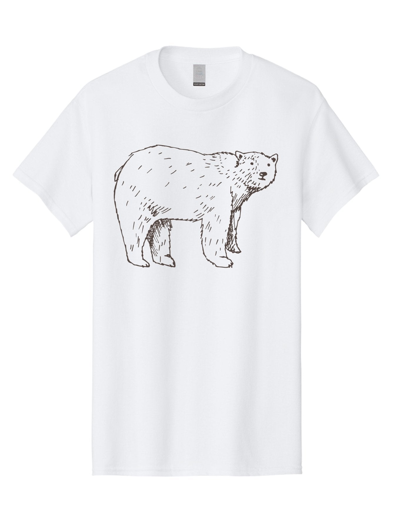 Polar-Bear Men'S Graphic Tee, 100% Cotton, Comfortable Casual Summer Wear, Machine Washable, Illustrated Bear, Wildlife Art, Hand Drawn Animal, Simple Line Art, Bear Portrait, Wild Animal Illustration, Minimalist Design Aab053