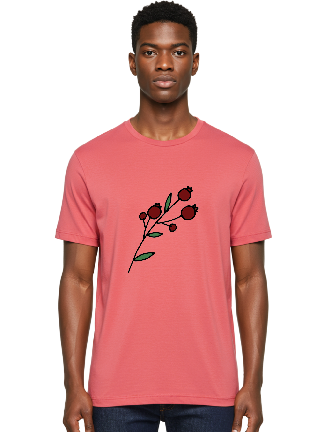 Pomegranate Men'S Graphic Tee, 100% Cotton, Comfortable Casual Summer Wear, Machine Washable, Poppies, Red Flowers, Simple Illustration, Floral Design, Minimalist Art, Cartoon Style, Poppy Flowers, Botanical Illustration, Red Poppies Aab054 6