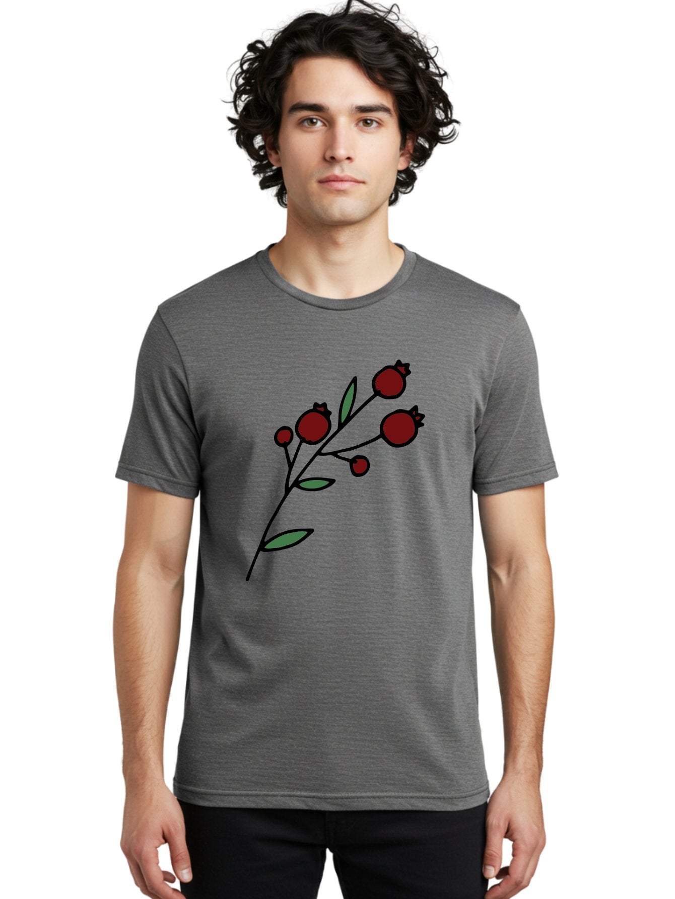 Pomegranate Men'S Graphic Tee, 100% Cotton, Comfortable Casual Summer Wear, Machine Washable, Poppies, Red Flowers, Simple Illustration, Floral Design, Minimalist Art, Cartoon Style, Poppy Flowers, Botanical Illustration, Red Poppies Aab054 25