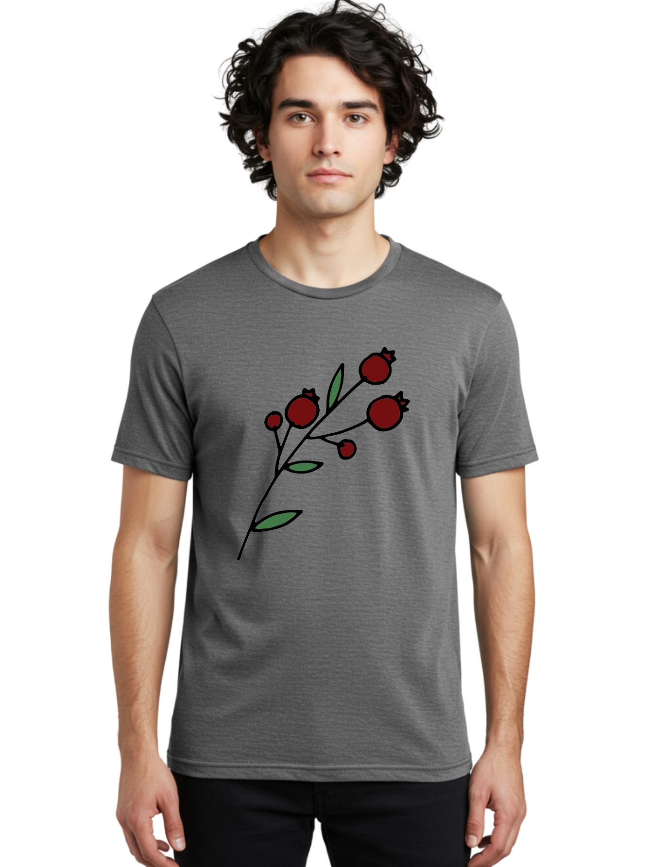 Pomegranate Men'S Graphic Tee, 100% Cotton, Comfortable Casual Summer Wear, Machine Washable, Poppies, Red Flowers, Simple Illustration, Floral Design, Minimalist Art, Cartoon Style, Poppy Flowers, Botanical Illustration, Red Poppies Aab054 10