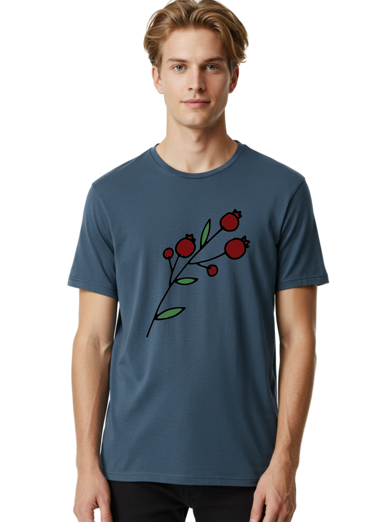 Pomegranate Men'S Graphic Tee, 100% Cotton, Comfortable Casual Summer Wear, Machine Washable, Poppies, Red Flowers, Simple Illustration, Floral Design, Minimalist Art, Cartoon Style, Poppy Flowers, Botanical Illustration, Red Poppies Aab054 12