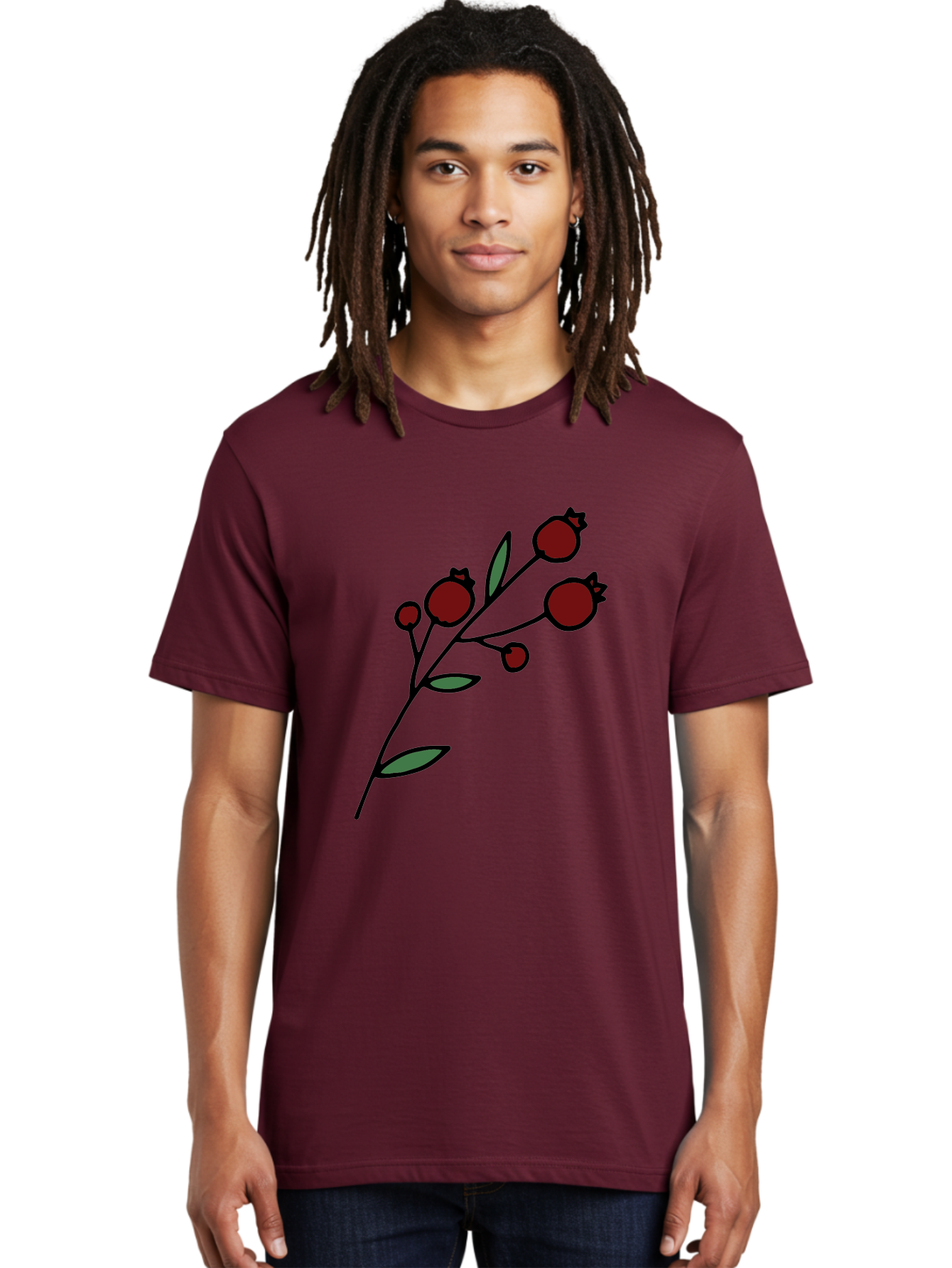 Pomegranate Men'S Graphic Tee, 100% Cotton, Comfortable Casual Summer Wear, Machine Washable, Poppies, Red Flowers, Simple Illustration, Floral Design, Minimalist Art, Cartoon Style, Poppy Flowers, Botanical Illustration, Red Poppies Aab054 14