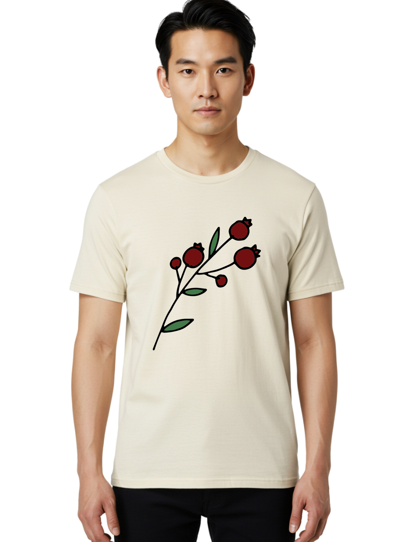 Pomegranate Men'S Graphic Tee, 100% Cotton, Comfortable Casual Summer Wear, Machine Washable, Poppies, Red Flowers, Simple Illustration, Floral Design, Minimalist Art, Cartoon Style, Poppy Flowers, Botanical Illustration, Red Poppies Aab054 18