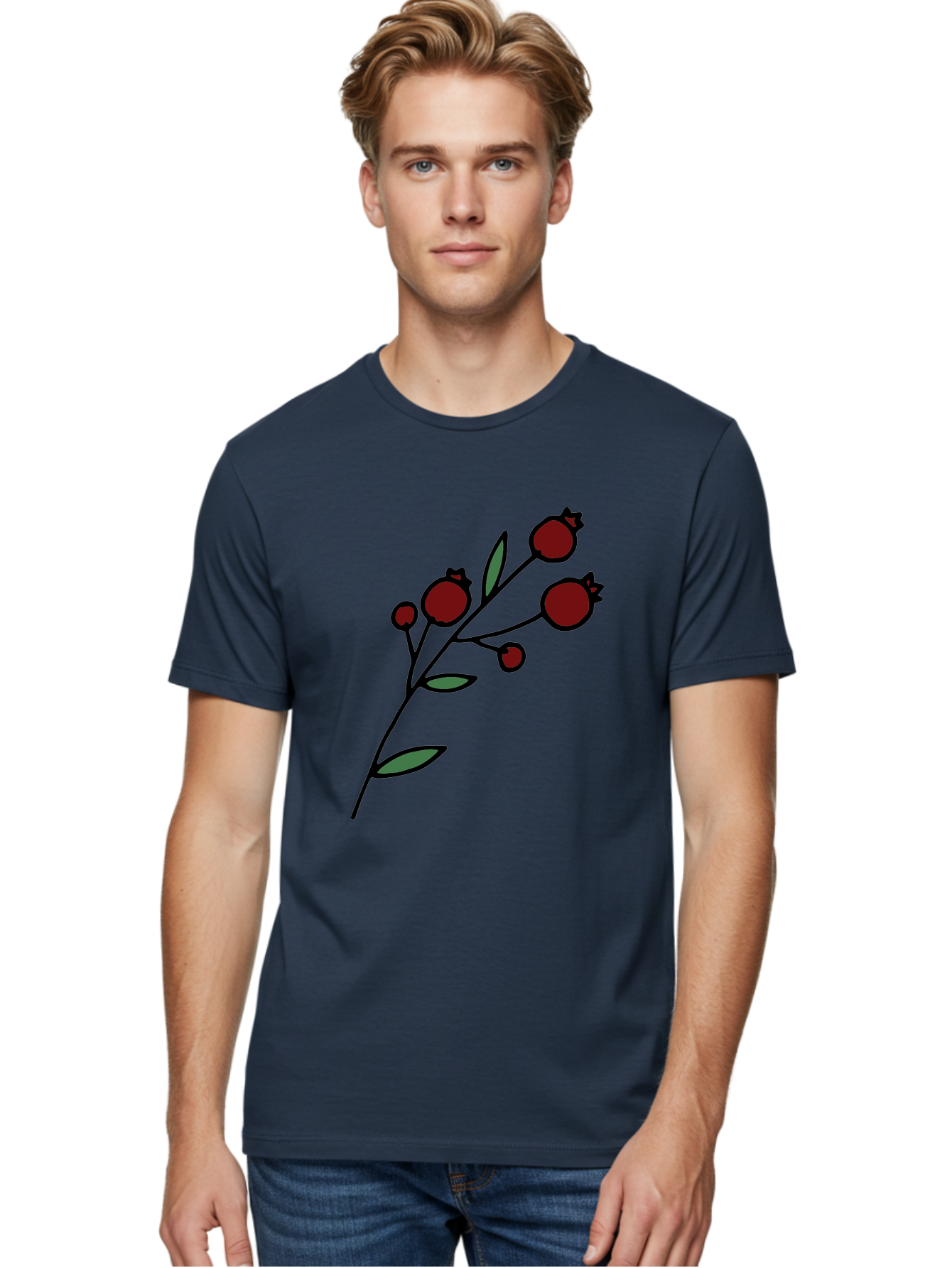 Pomegranate Men'S Graphic Tee, 100% Cotton, Comfortable Casual Summer Wear, Machine Washable, Poppies, Red Flowers, Simple Illustration, Floral Design, Minimalist Art, Cartoon Style, Poppy Flowers, Botanical Illustration, Red Poppies Aab054 20