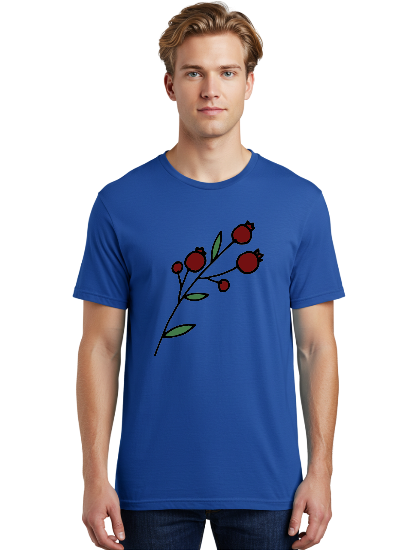 Pomegranate Men'S Graphic Tee, 100% Cotton, Comfortable Casual Summer Wear, Machine Washable, Poppies, Red Flowers, Simple Illustration, Floral Design, Minimalist Art, Cartoon Style, Poppy Flowers, Botanical Illustration, Red Poppies Aab054 26