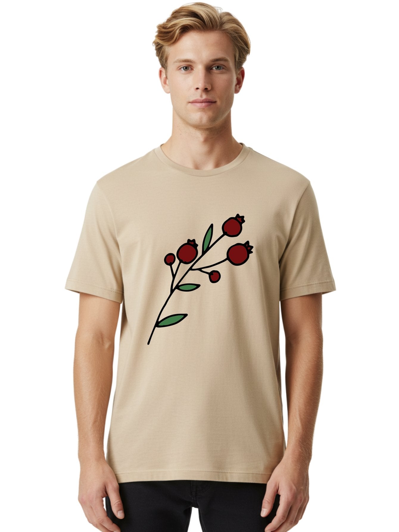 Pomegranate Men'S Graphic Tee, 100% Cotton, Comfortable Casual Summer Wear, Machine Washable, Poppies, Red Flowers, Simple Illustration, Floral Design, Minimalist Art, Cartoon Style, Poppy Flowers, Botanical Illustration, Red Poppies Aab054 22