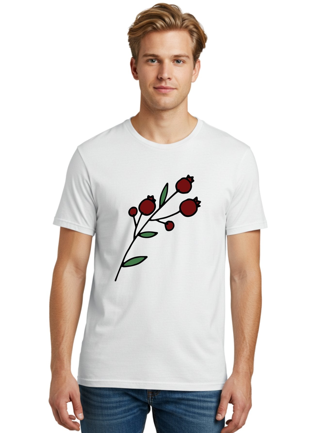 Pomegranate Men'S Graphic Tee, 100% Cotton, Comfortable Casual Summer Wear, Machine Washable, Poppies, Red Flowers, Simple Illustration, Floral Design, Minimalist Art, Cartoon Style, Poppy Flowers, Botanical Illustration, Red Poppies Aab054 18