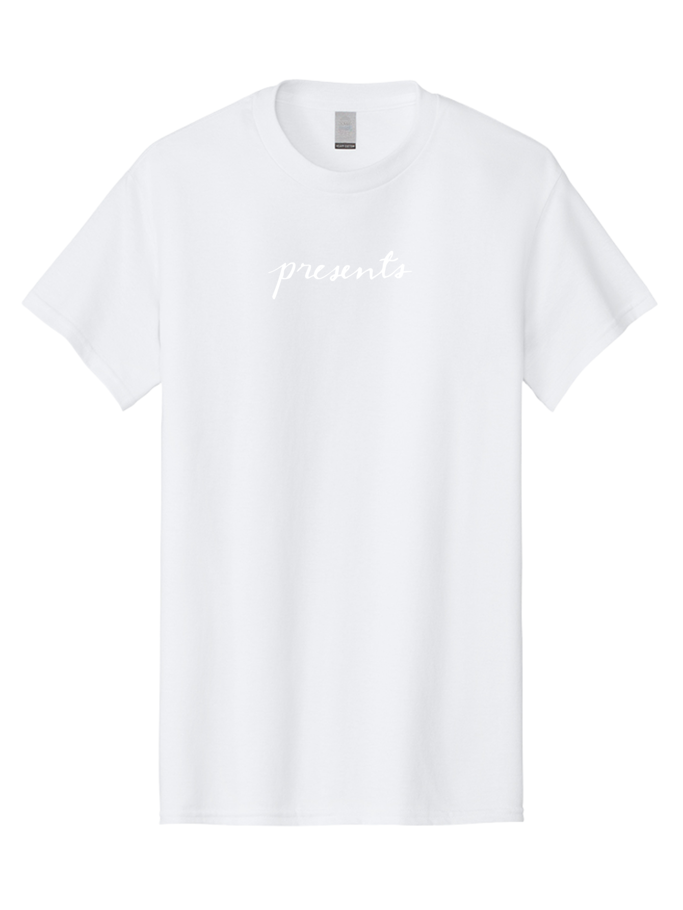 Presents-1 Men'S Graphic Tee, 100% Cotton, Comfortable Casual Summer Wear, Machine Washable, Presents, Gift Giving, Cursive Text, White Font, Elegant Script, Creative Typography, Stylish Presentation Aab055 29