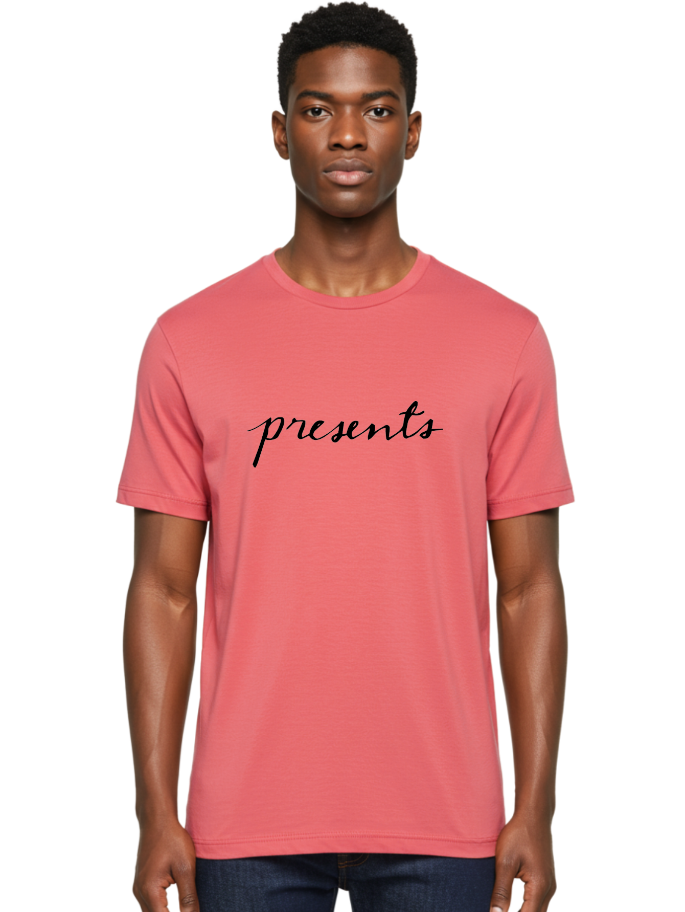 Presents Men'S Graphic Tee, 100% Cotton, Comfortable Casual Summer Wear, Machine Washable, Elegant Script, Cursive Font, Gift Giving, Special Occasions, Black Text, Minimalist Design, Simple Elegance, Classy Typography Aab056 6