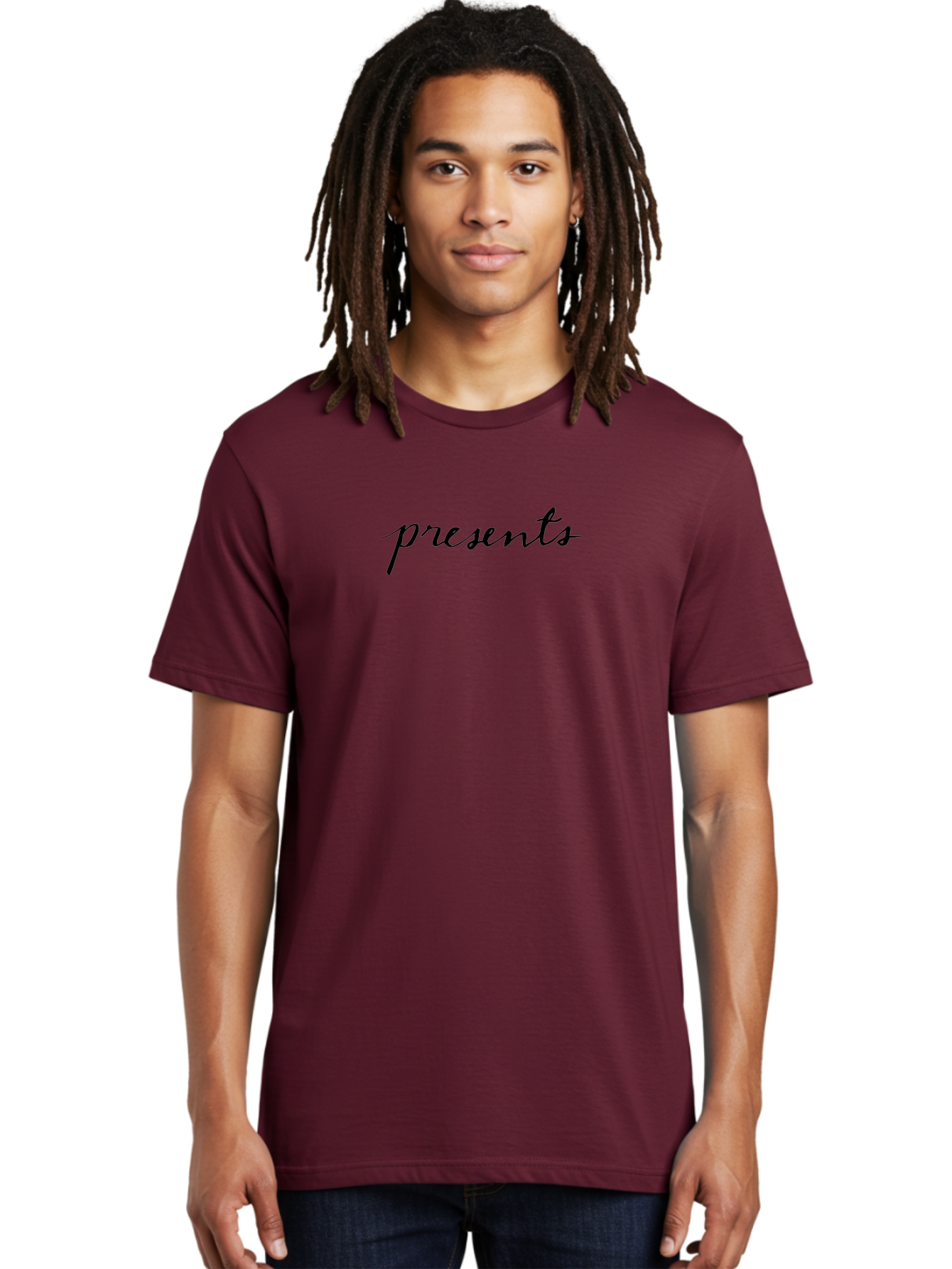 Presents Men'S Graphic Tee, 100% Cotton, Comfortable Casual Summer Wear, Machine Washable, Elegant Script, Cursive Font, Gift Giving, Special Occasions, Black Text, Minimalist Design, Simple Elegance, Classy Typography Aab056 14