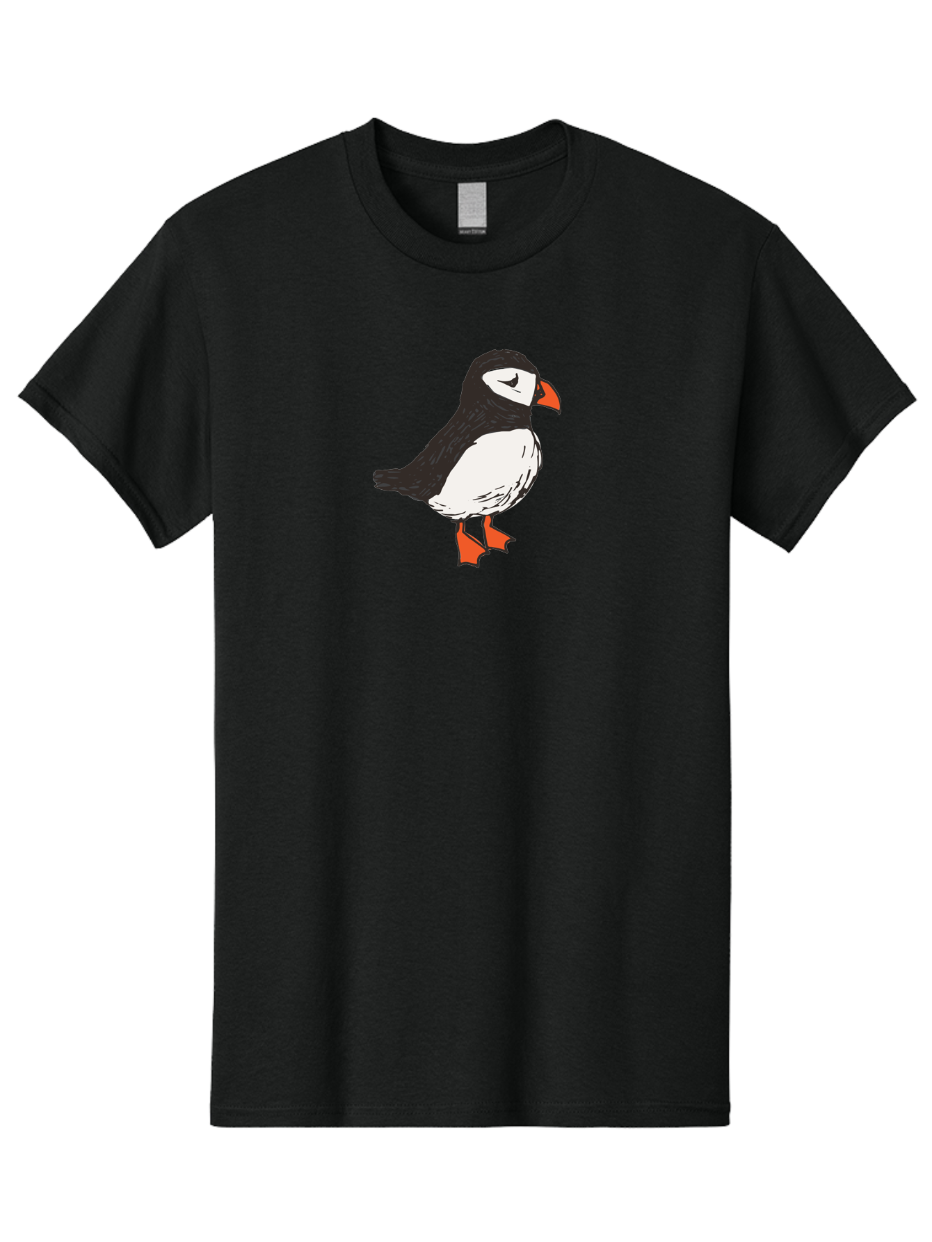 Puffin Men'S Graphic Tee, 100% Cotton, Comfortable Casual Summer Wear, Machine Washable, Cartoon Puffin, Black And White Bird, Orange Beak, Orange Feet, Seabird, Wildlife Illustration, Cute Animal, Hand-Drawn Art Aab057