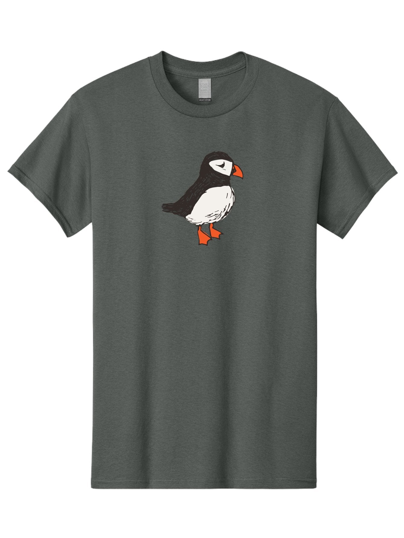 Puffin Men'S Graphic Tee, 100% Cotton, Comfortable Casual Summer Wear, Machine Washable, Cartoon Puffin, Black And White Bird, Orange Beak, Orange Feet, Seabird, Wildlife Illustration, Cute Animal, Hand-Drawn Art Aab057 4
