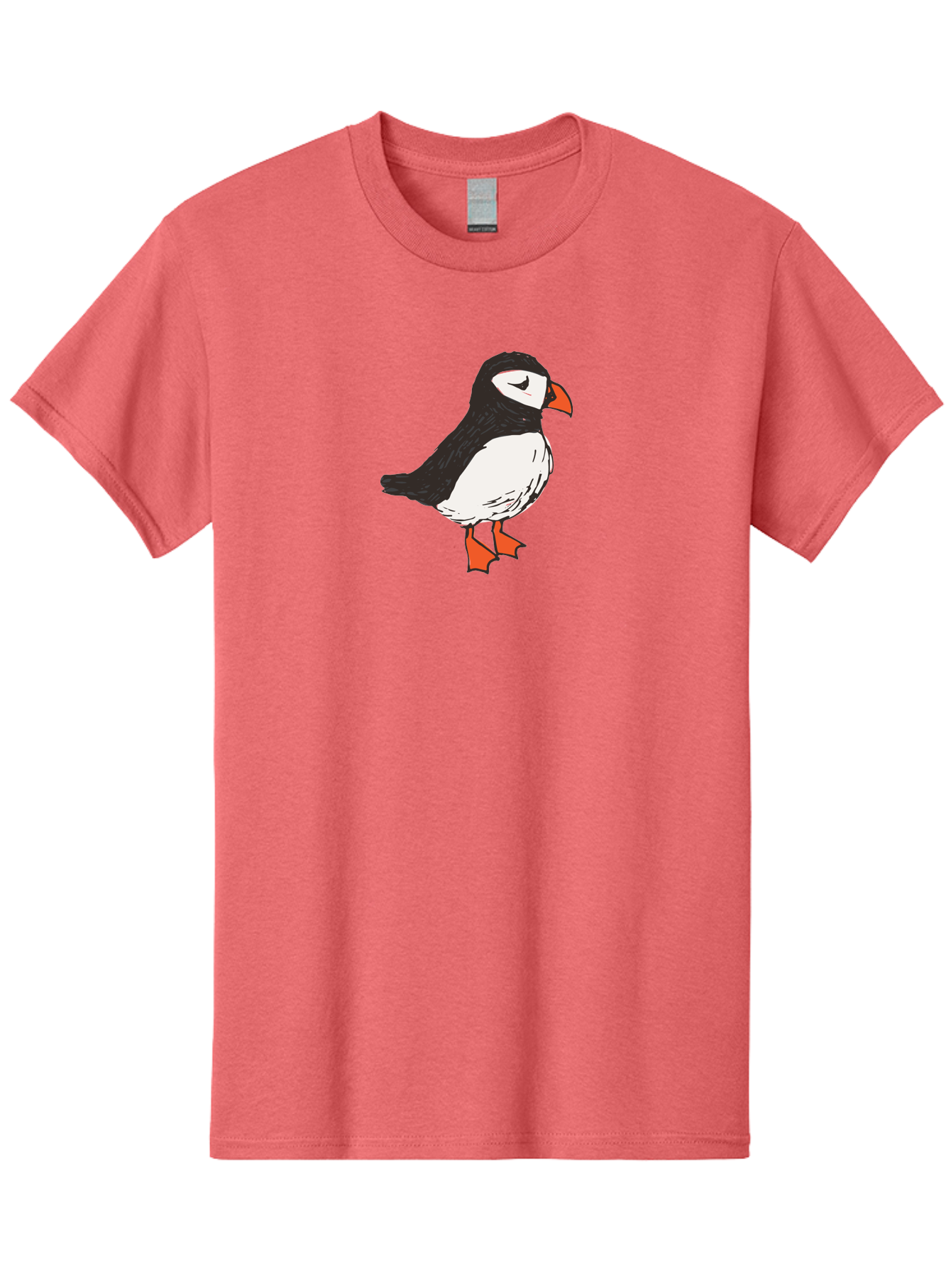 Puffin Men'S Graphic Tee, 100% Cotton, Comfortable Casual Summer Wear, Machine Washable, Cartoon Puffin, Black And White Bird, Orange Beak, Orange Feet, Seabird, Wildlife Illustration, Cute Animal, Hand-Drawn Art Aab057 21