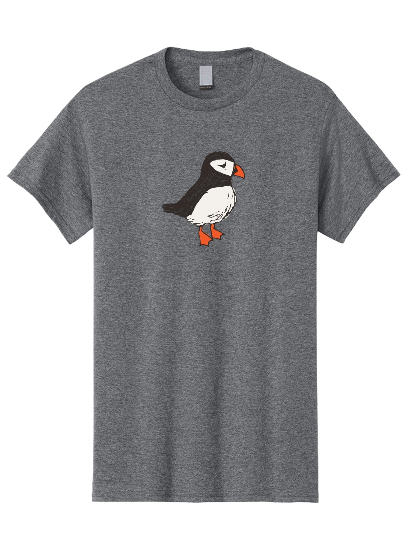 Puffin Men'S Graphic Tee, 100% Cotton, Comfortable Casual Summer Wear, Machine Washable, Cartoon Puffin, Black And White Bird, Orange Beak, Orange Feet, Seabird, Wildlife Illustration, Cute Animal, Hand-Drawn Art Aab057 9