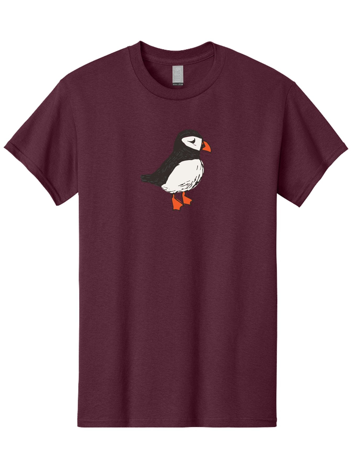 Puffin Men'S Graphic Tee, 100% Cotton, Comfortable Casual Summer Wear, Machine Washable, Cartoon Puffin, Black And White Bird, Orange Beak, Orange Feet, Seabird, Wildlife Illustration, Cute Animal, Hand-Drawn Art Aab057 13