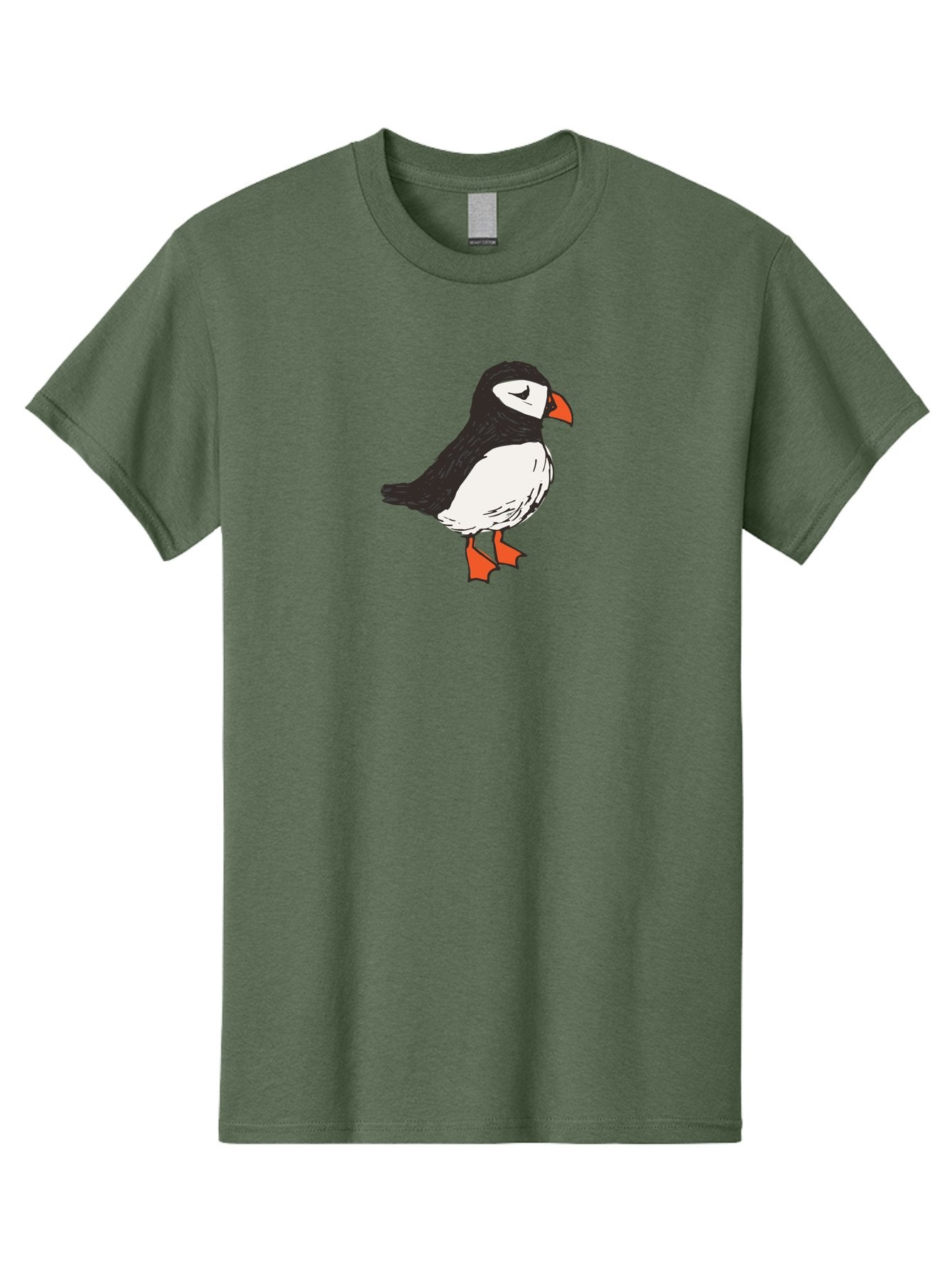 Puffin Men'S Graphic Tee, 100% Cotton, Comfortable Casual Summer Wear, Machine Washable, Cartoon Puffin, Black And White Bird, Orange Beak, Orange Feet, Seabird, Wildlife Illustration, Cute Animal, Hand-Drawn Art Aab057 14