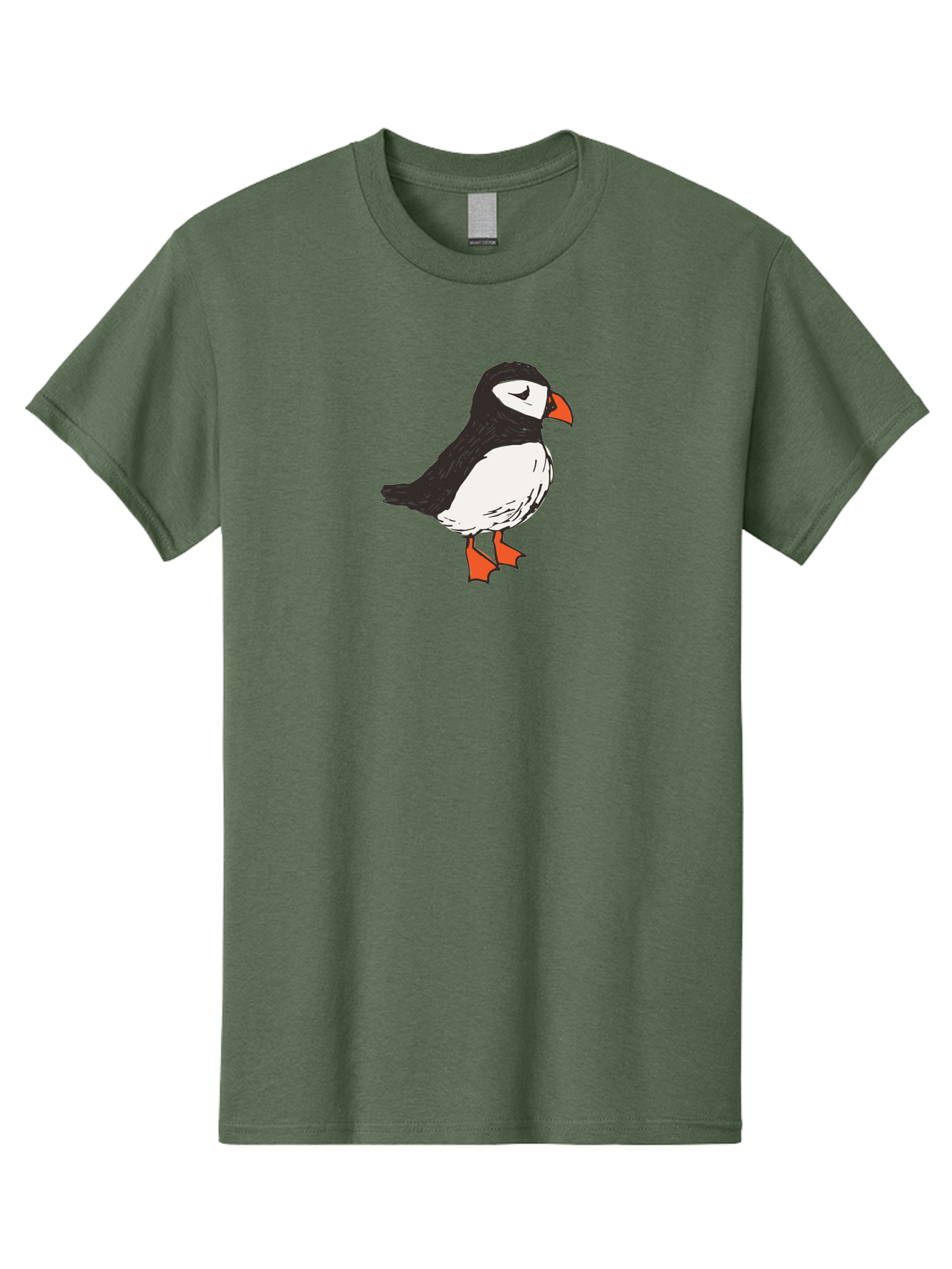 Puffin Men'S Graphic Tee, 100% Cotton, Comfortable Casual Summer Wear, Machine Washable, Cartoon Puffin, Black And White Bird, Orange Beak, Orange Feet, Seabird, Wildlife Illustration, Cute Animal, Hand-Drawn Art Aab057 3