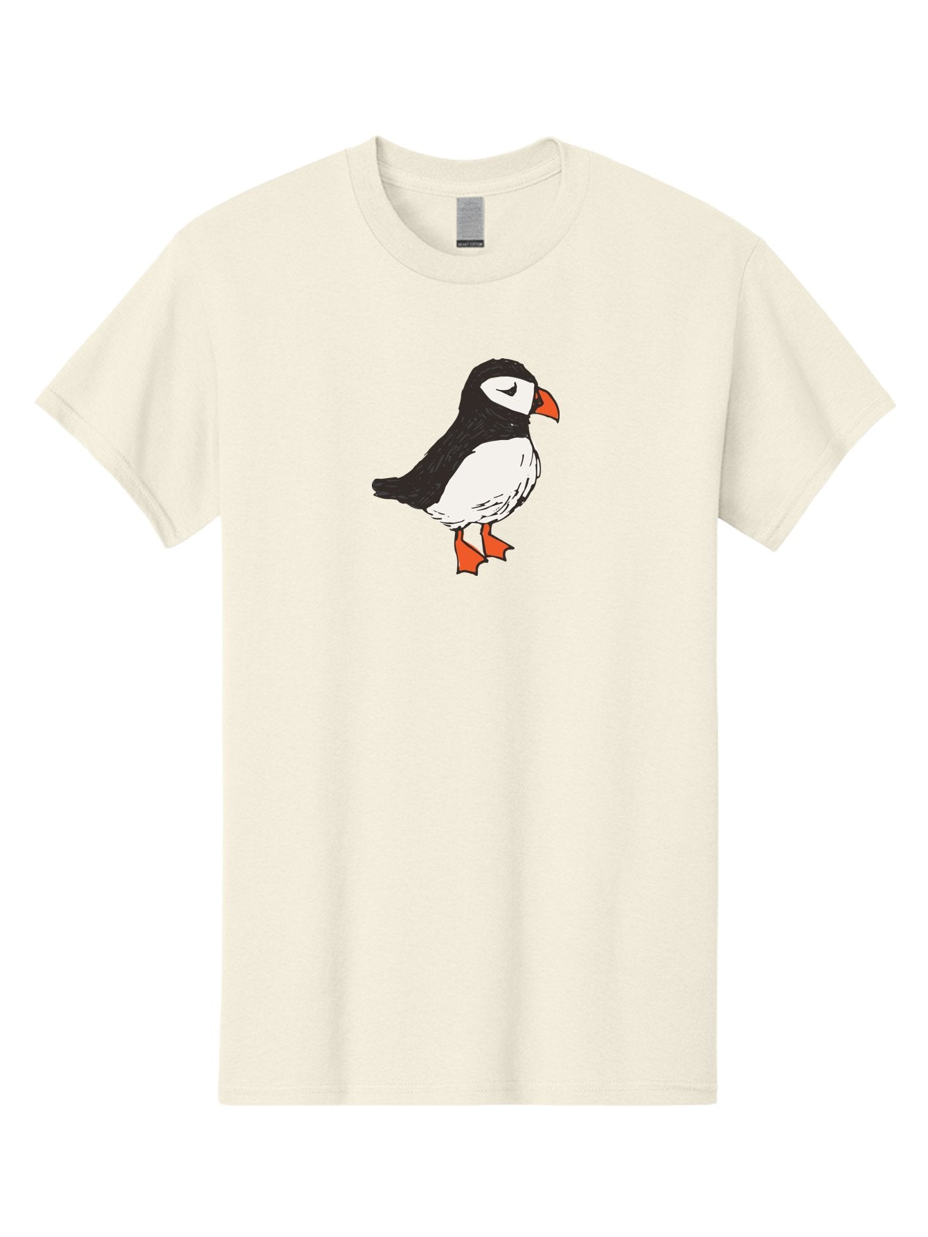 Puffin Men'S Graphic Tee, 100% Cotton, Comfortable Casual Summer Wear, Machine Washable, Cartoon Puffin, Black And White Bird, Orange Beak, Orange Feet, Seabird, Wildlife Illustration, Cute Animal, Hand-Drawn Art Aab057 11