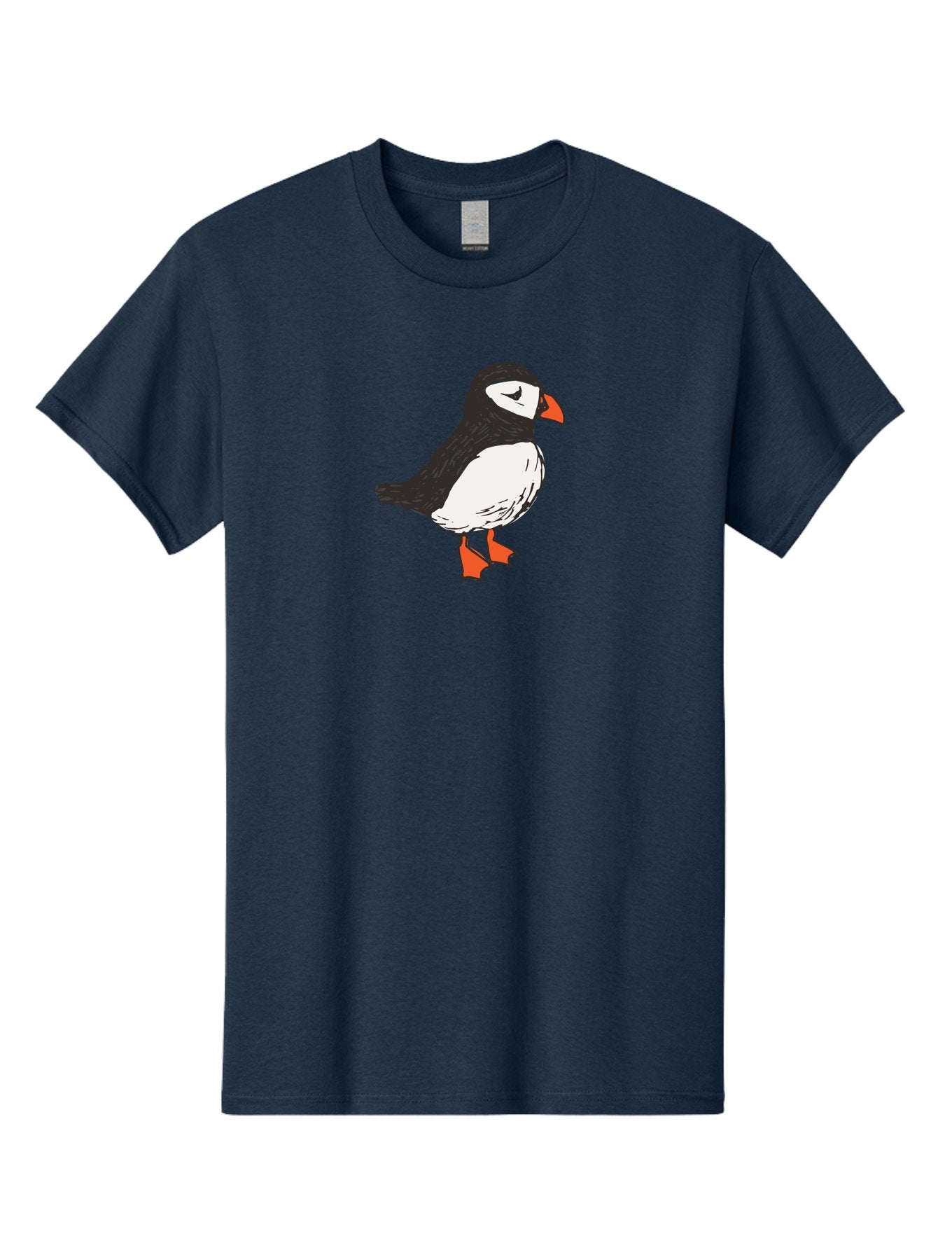 Puffin Men'S Graphic Tee, 100% Cotton, Comfortable Casual Summer Wear, Machine Washable, Cartoon Puffin, Black And White Bird, Orange Beak, Orange Feet, Seabird, Wildlife Illustration, Cute Animal, Hand-Drawn Art Aab057 7