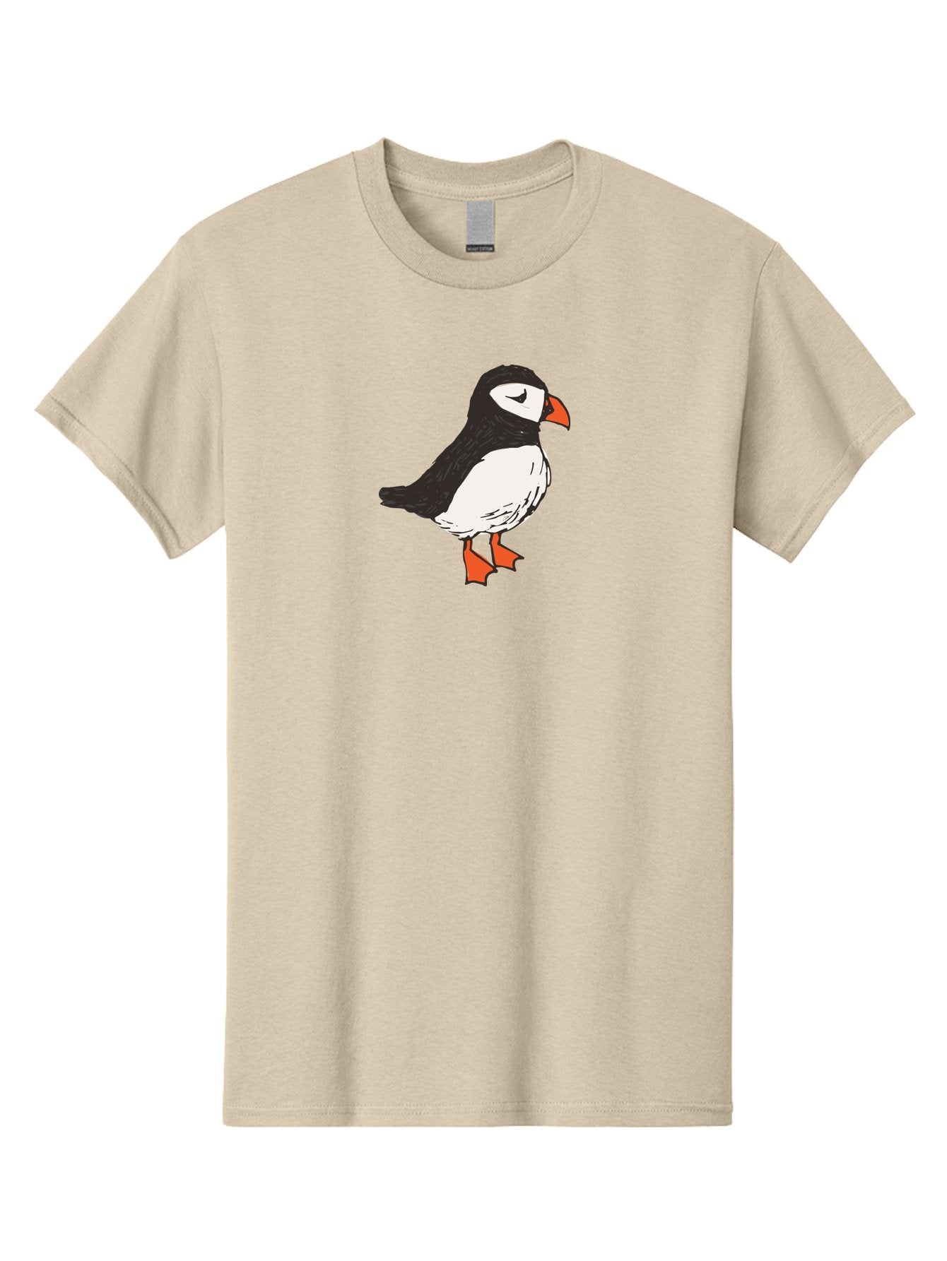 Puffin Men'S Graphic Tee, 100% Cotton, Comfortable Casual Summer Wear, Machine Washable, Cartoon Puffin, Black And White Bird, Orange Beak, Orange Feet, Seabird, Wildlife Illustration, Cute Animal, Hand-Drawn Art Aab057 5