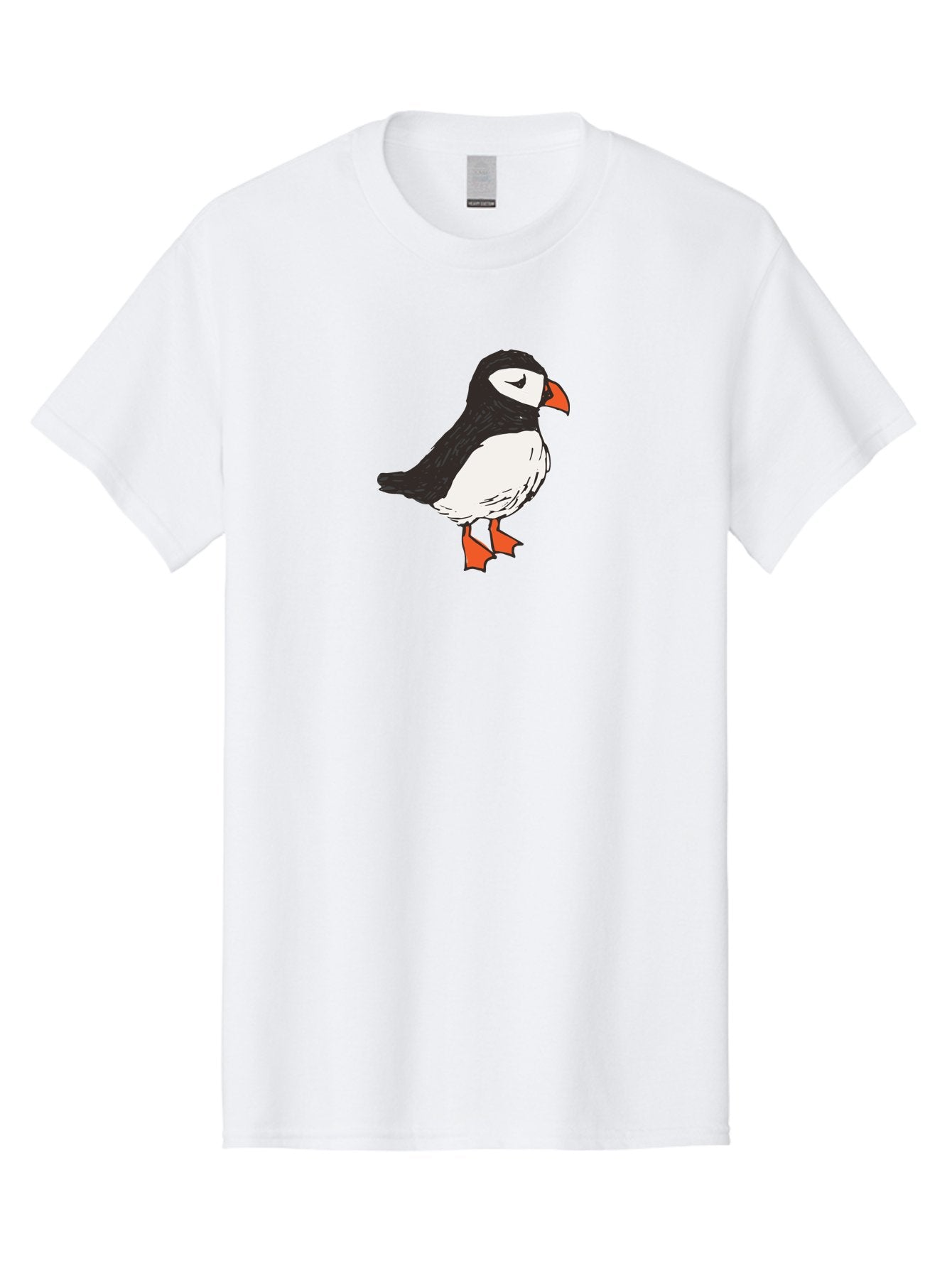 Puffin Men'S Graphic Tee, 100% Cotton, Comfortable Casual Summer Wear, Machine Washable, Cartoon Puffin, Black And White Bird, Orange Beak, Orange Feet, Seabird, Wildlife Illustration, Cute Animal, Hand-Drawn Art Aab057 6