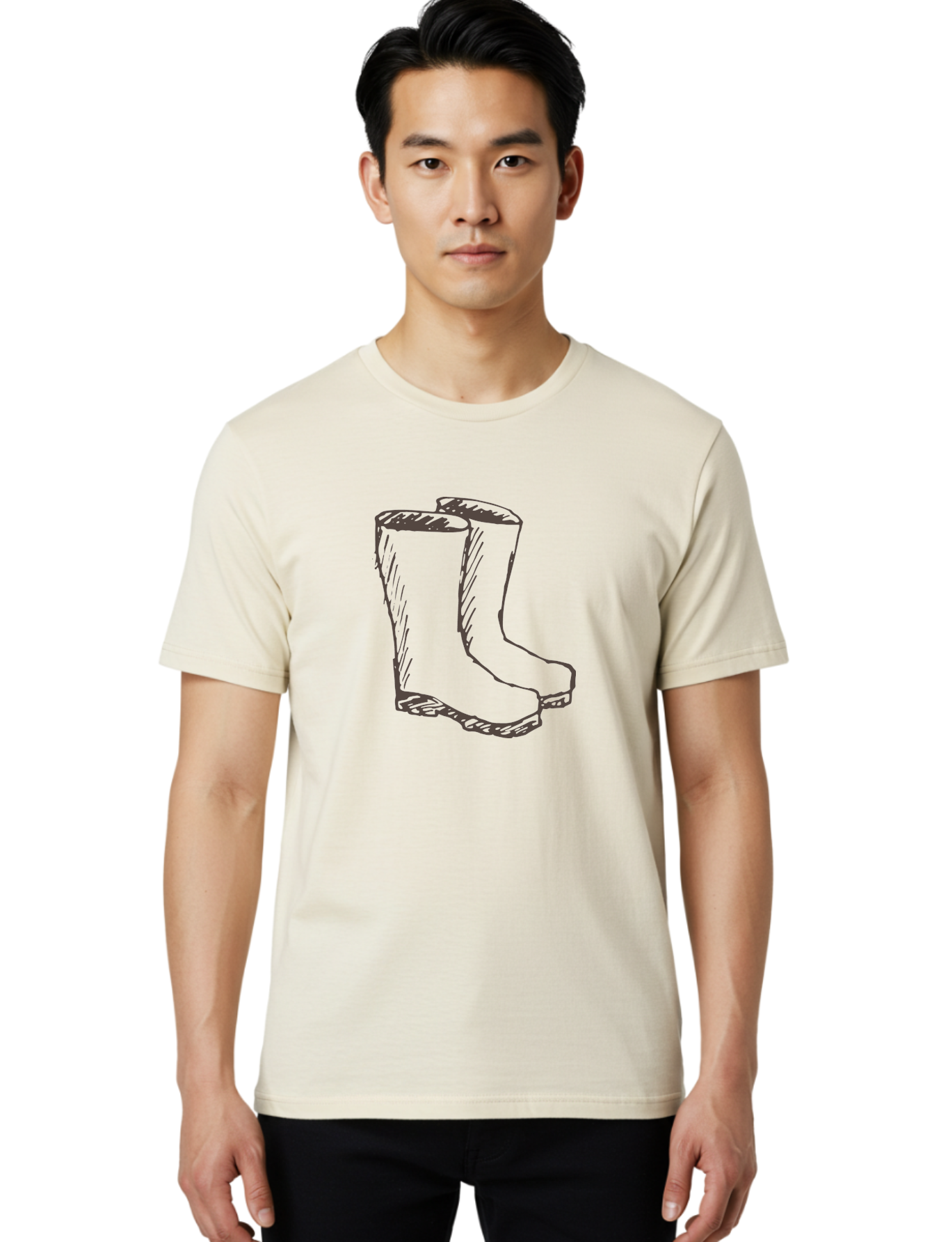 Rain-Boots Men'S Graphic Tee, 100% Cotton, Comfortable Casual Summer Wear, Machine Washable, Rubber Boots, Knee-High Boots, Waterproof Footwear, Outdoor Gear, Rainy Day Accessories, Gardening Boots Aab060 18