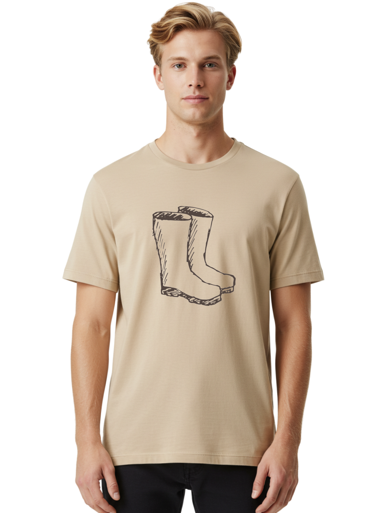 Rain-Boots Men'S Graphic Tee, 100% Cotton, Comfortable Casual Summer Wear, Machine Washable, Rubber Boots, Knee-High Boots, Waterproof Footwear, Outdoor Gear, Rainy Day Accessories, Gardening Boots Aab060 28