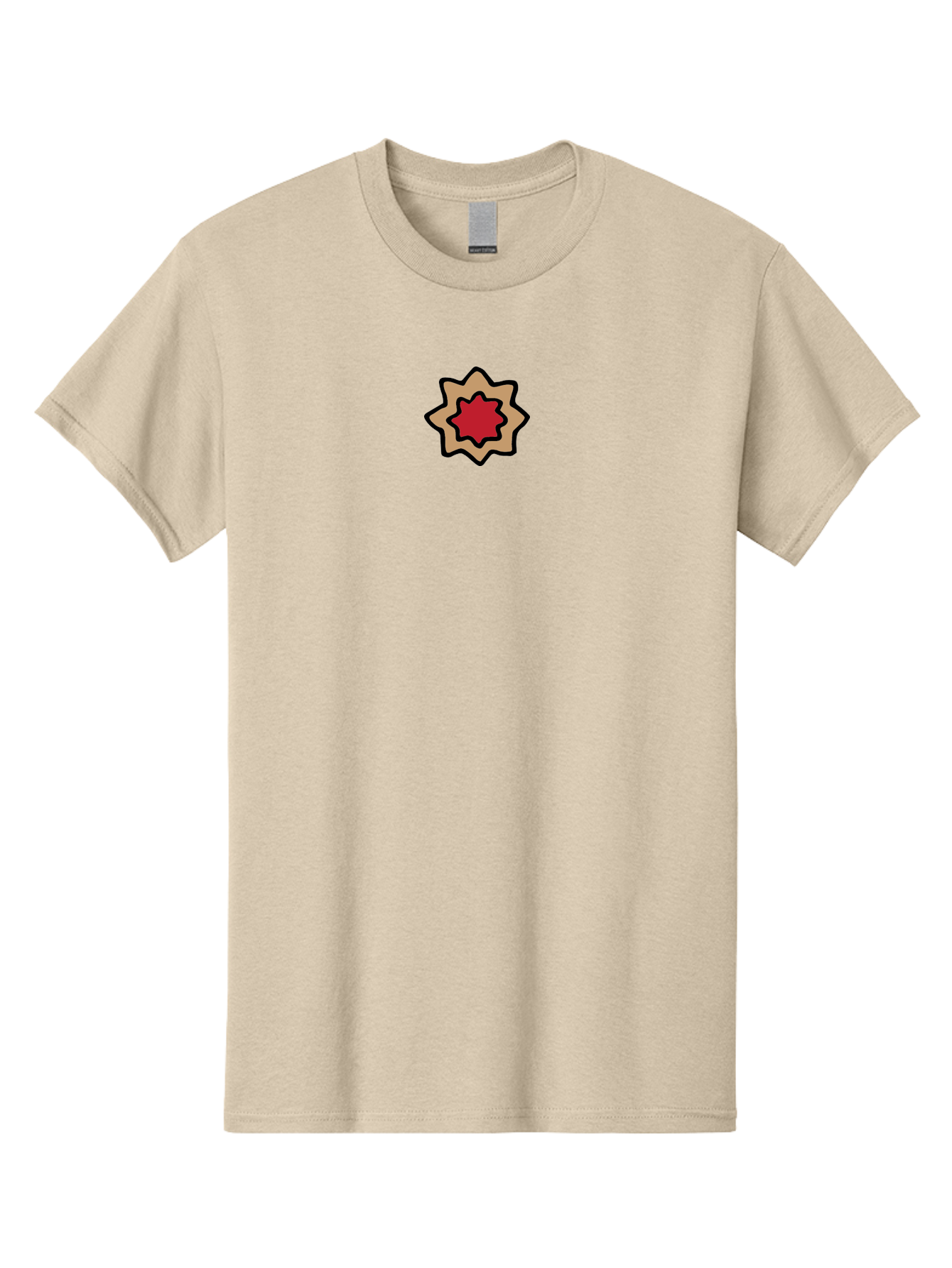 Red-And-Beige-Star Men'S Graphic Tee, 100% Cotton, Comfortable Casual Summer Wear, Machine Washable, Red Star, Tan Star, Black Outline, Star Shape, Abstract Design, Geometric Pattern, Simple Illustration, Minimalist Art Aab061 27