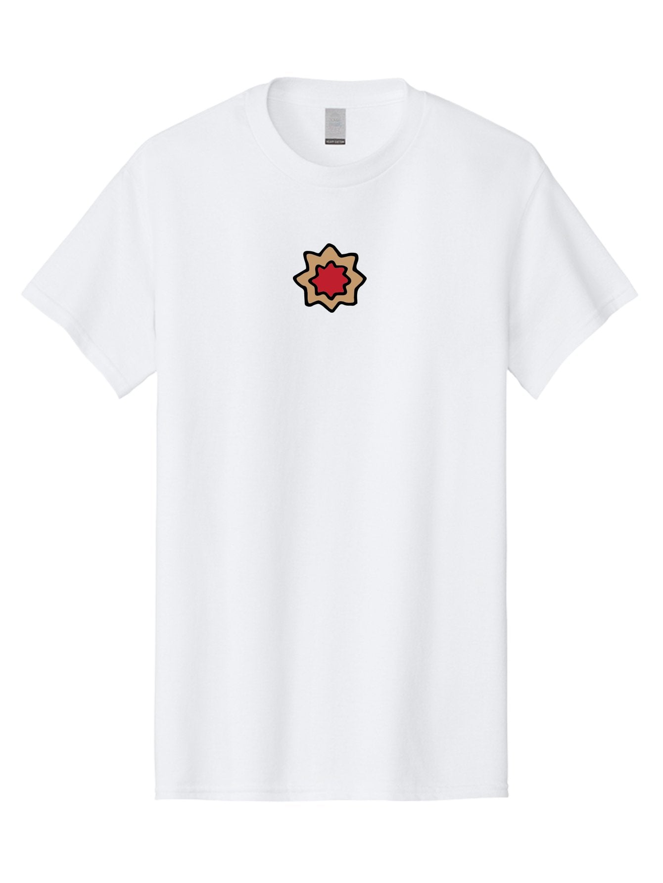 Red-And-Beige-Star Men'S Graphic Tee, 100% Cotton, Comfortable Casual Summer Wear, Machine Washable, Red Star, Tan Star, Black Outline, Star Shape, Abstract Design, Geometric Pattern, Simple Illustration, Minimalist Art Aab061 11