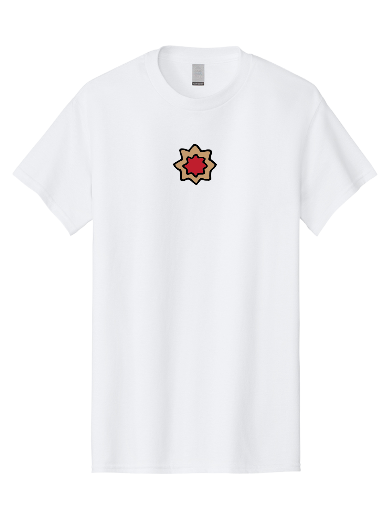 Red-And-Beige-Star Men'S Graphic Tee, 100% Cotton, Comfortable Casual Summer Wear, Machine Washable, Red Star, Tan Star, Black Outline, Star Shape, Abstract Design, Geometric Pattern, Simple Illustration, Minimalist Art Aab061 29