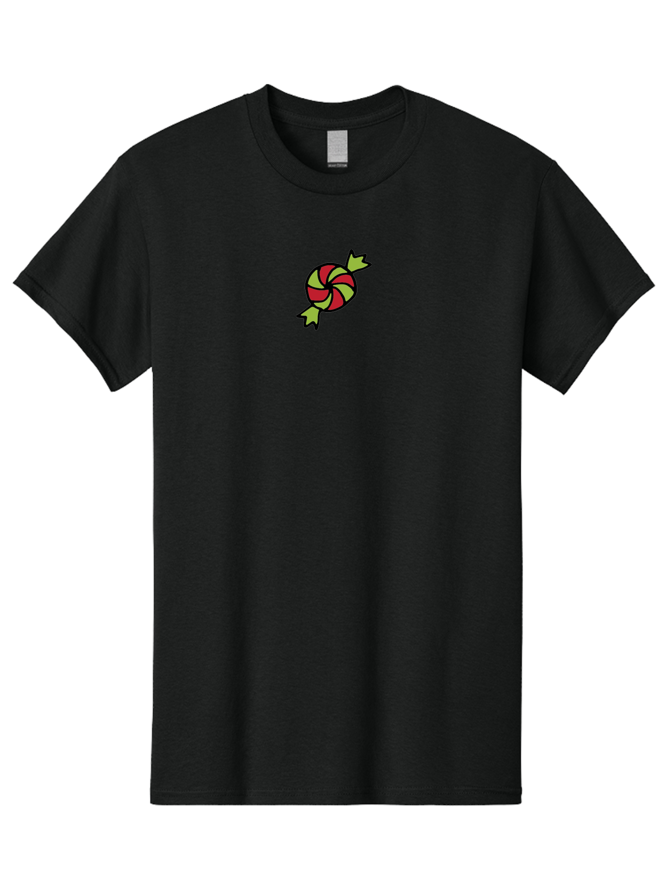 Red-And-Green-Swirled-Lollipop Men'S Graphic Tee, 100% Cotton, Comfortable Casual Summer Wear, Machine Washable, Colorful Candy, Red And Green Swirls, Wrapped Candy, Sweet Treat, Cartoon Style, Whimsical Design, Playful Illustration Aab062