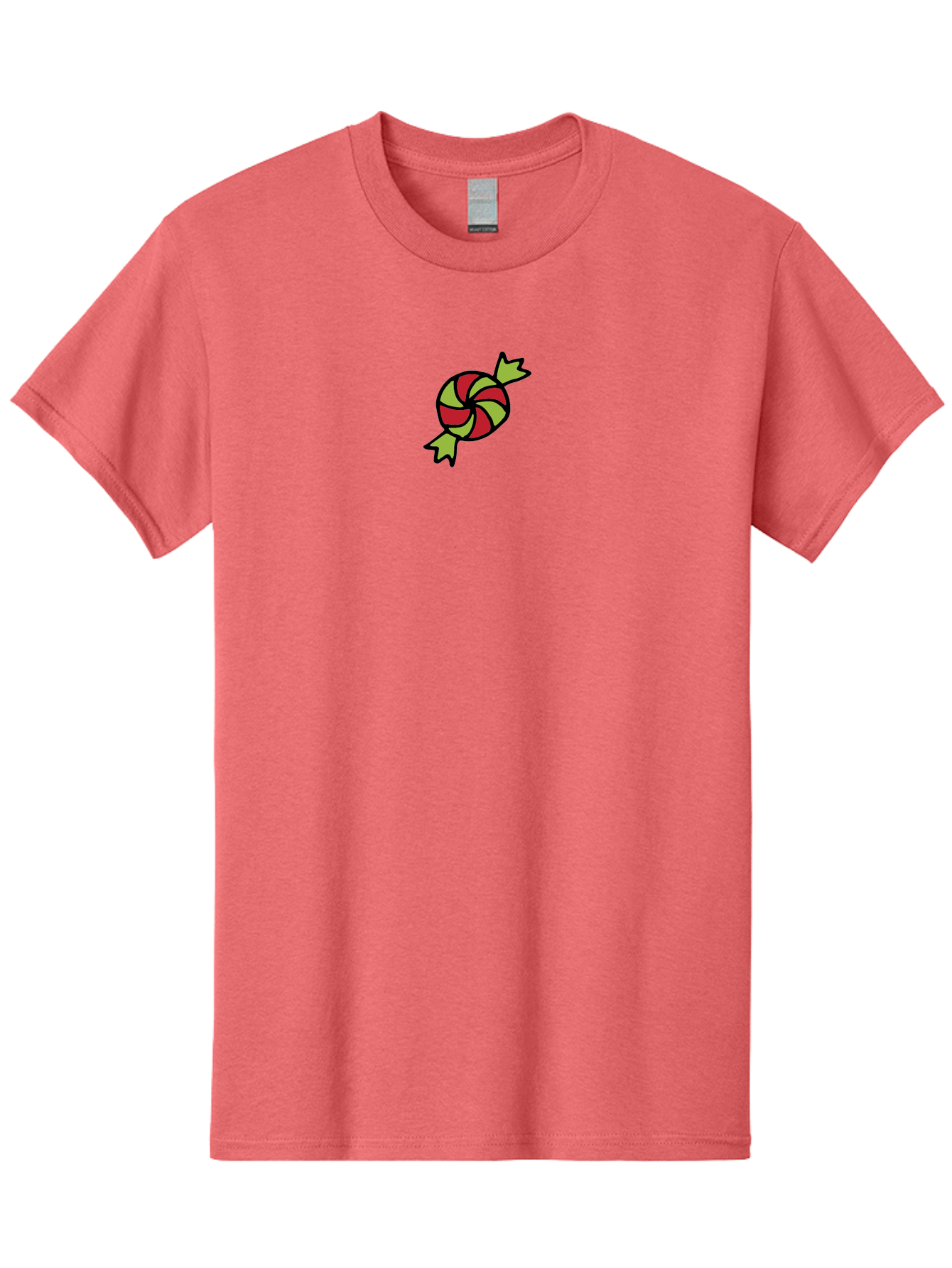 Red-And-Green-Swirled-Lollipop Men'S Graphic Tee, 100% Cotton, Comfortable Casual Summer Wear, Machine Washable, Colorful Candy, Red And Green Swirls, Wrapped Candy, Sweet Treat, Cartoon Style, Whimsical Design, Playful Illustration Aab062 5