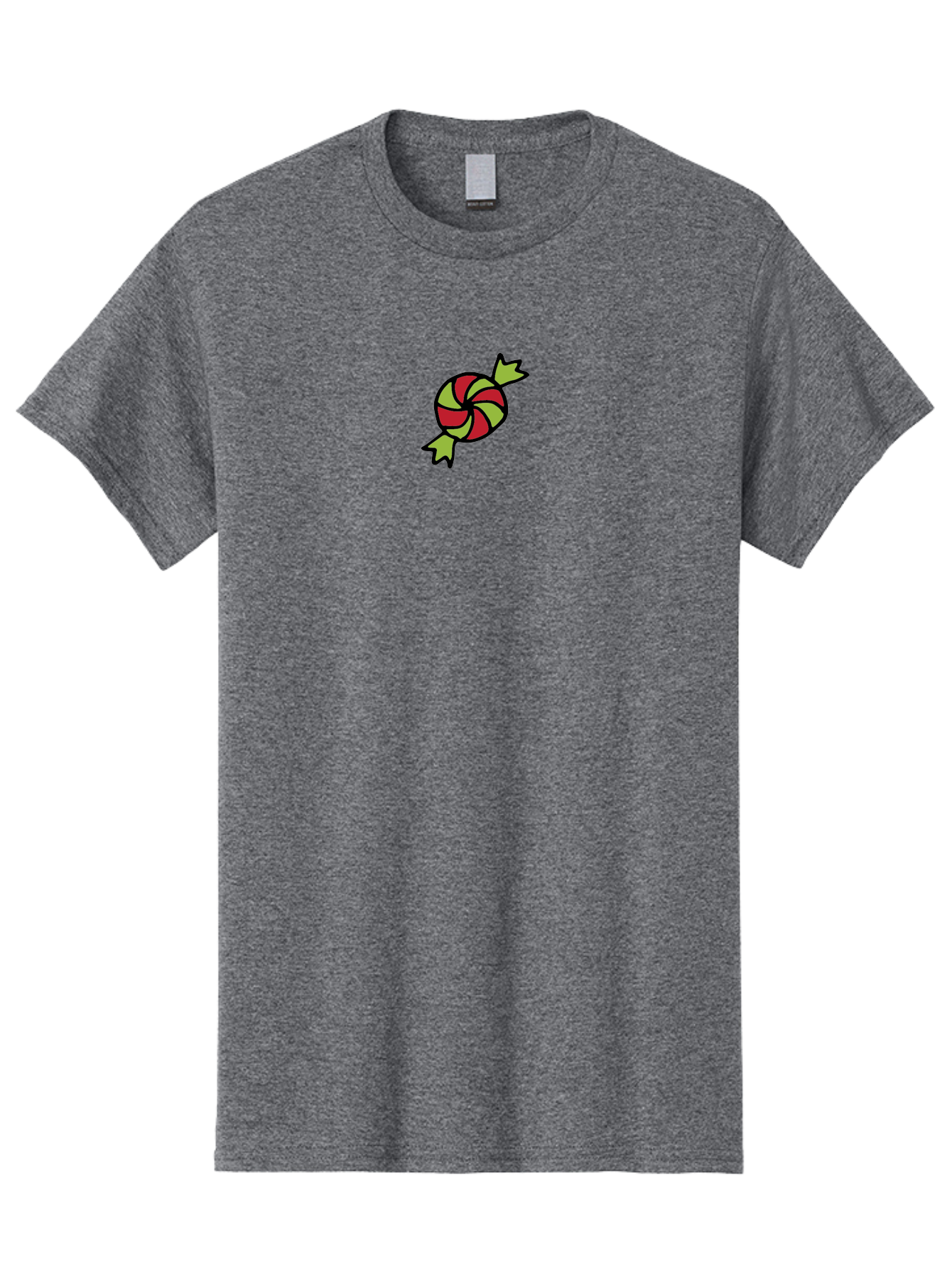 Red-And-Green-Swirled-Lollipop Men'S Graphic Tee, 100% Cotton, Comfortable Casual Summer Wear, Machine Washable, Colorful Candy, Red And Green Swirls, Wrapped Candy, Sweet Treat, Cartoon Style, Whimsical Design, Playful Illustration Aab062 9