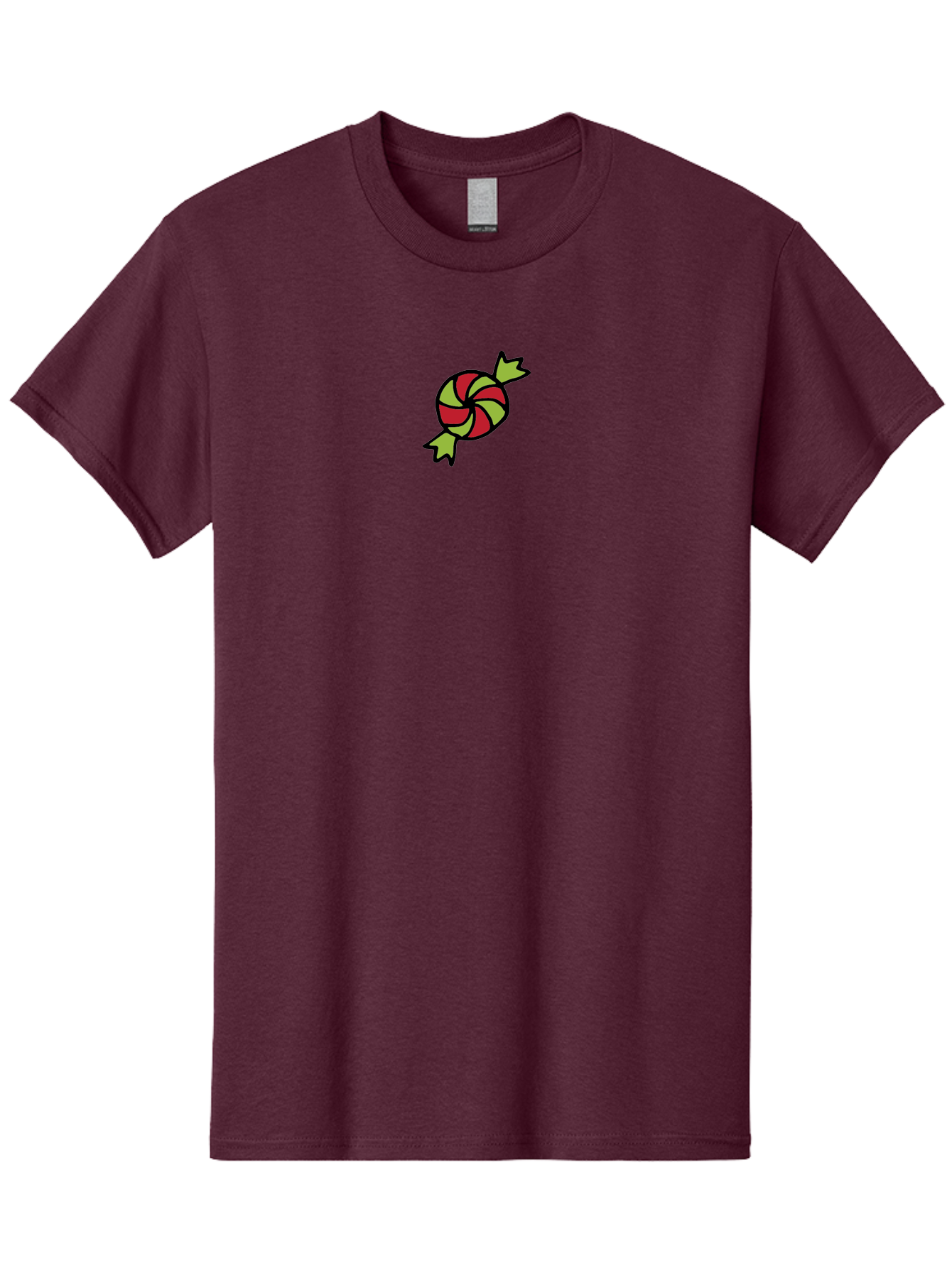 Red-And-Green-Swirled-Lollipop Men'S Graphic Tee, 100% Cotton, Comfortable Casual Summer Wear, Machine Washable, Colorful Candy, Red And Green Swirls, Wrapped Candy, Sweet Treat, Cartoon Style, Whimsical Design, Playful Illustration Aab062 13
