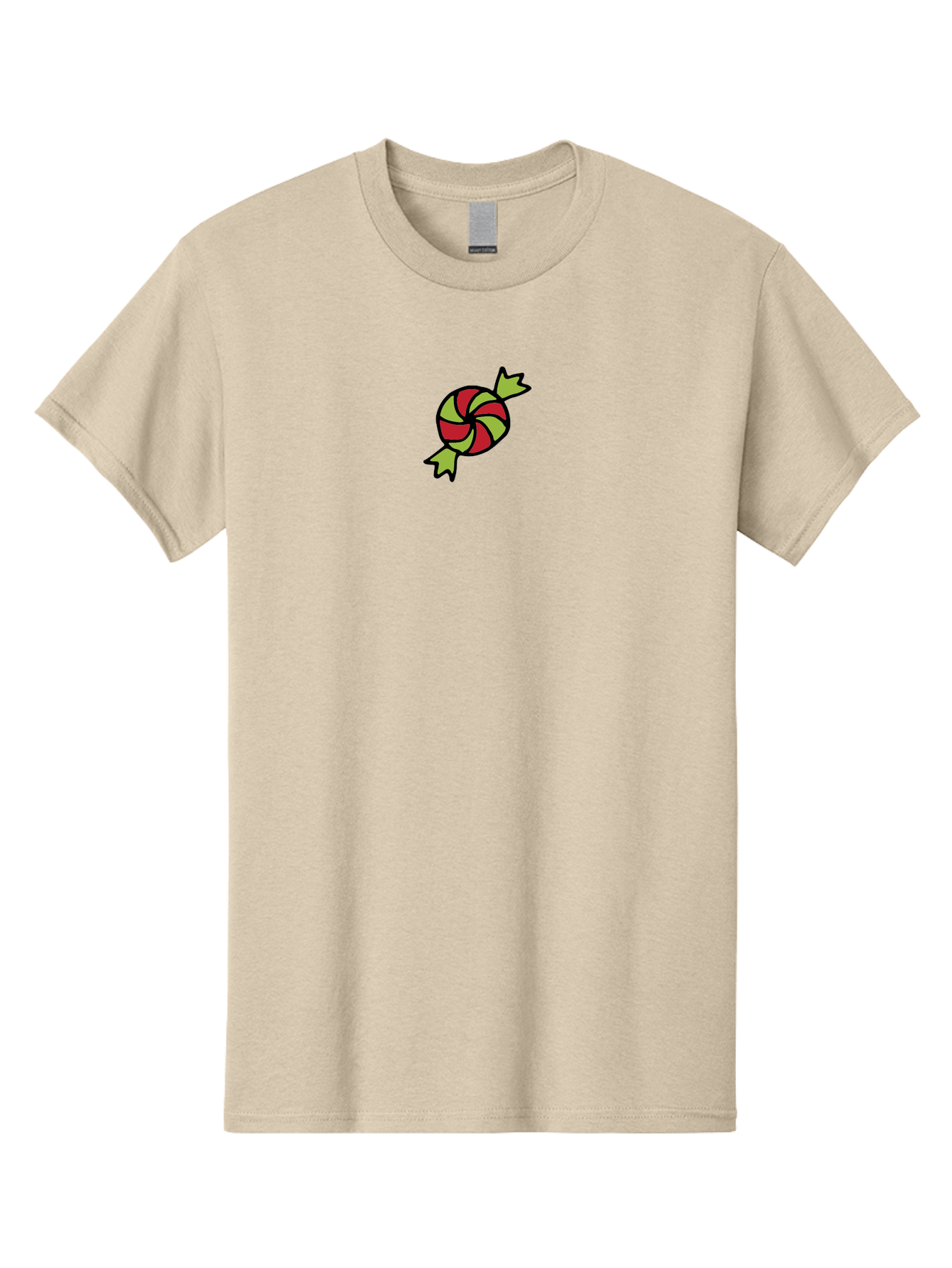 Red-And-Green-Swirled-Lollipop Men'S Graphic Tee, 100% Cotton, Comfortable Casual Summer Wear, Machine Washable, Colorful Candy, Red And Green Swirls, Wrapped Candy, Sweet Treat, Cartoon Style, Whimsical Design, Playful Illustration Aab062 27
