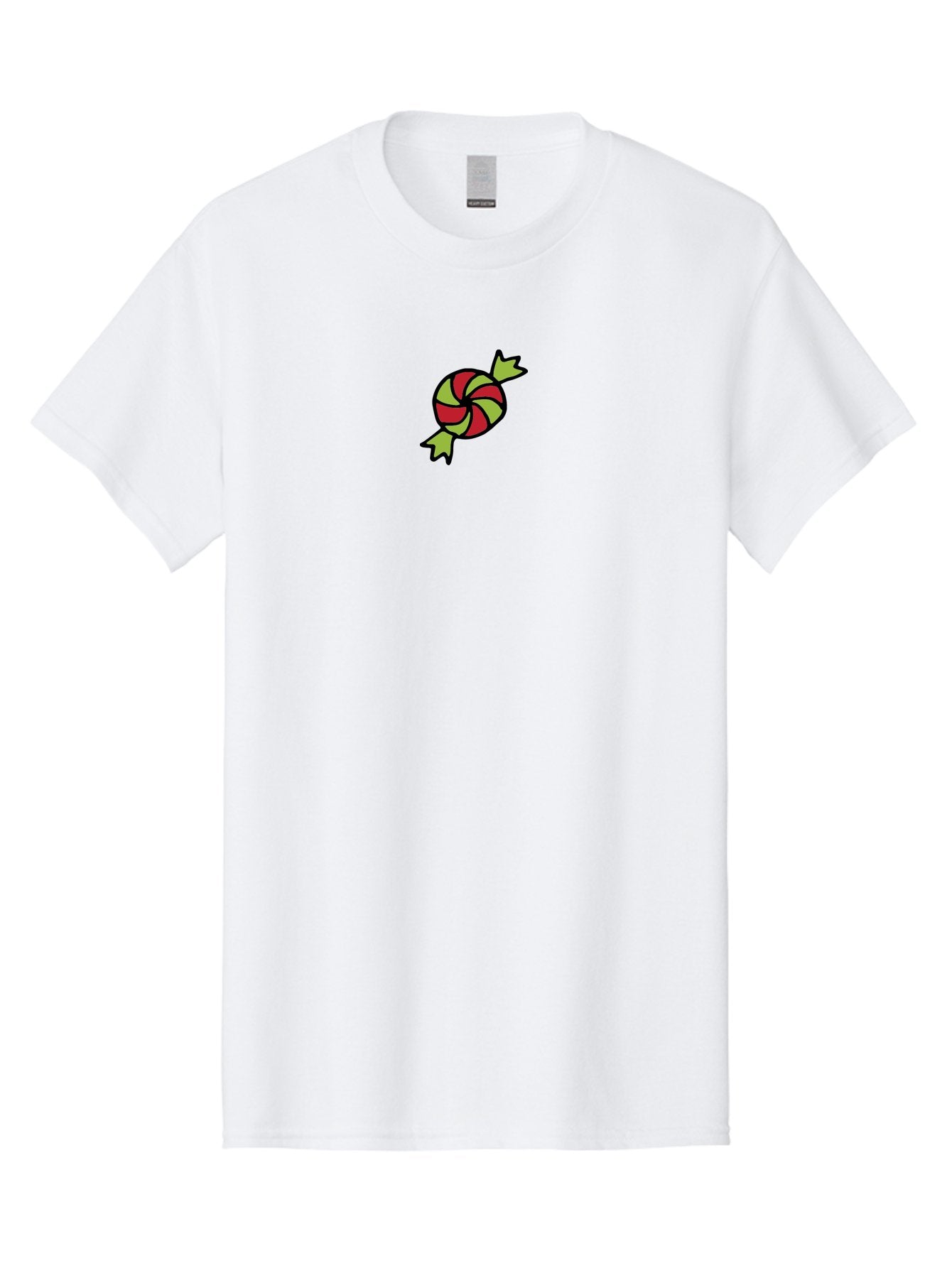 Red-And-Green-Swirled-Lollipop Men'S Graphic Tee, 100% Cotton, Comfortable Casual Summer Wear, Machine Washable, Colorful Candy, Red And Green Swirls, Wrapped Candy, Sweet Treat, Cartoon Style, Whimsical Design, Playful Illustration Aab062 7