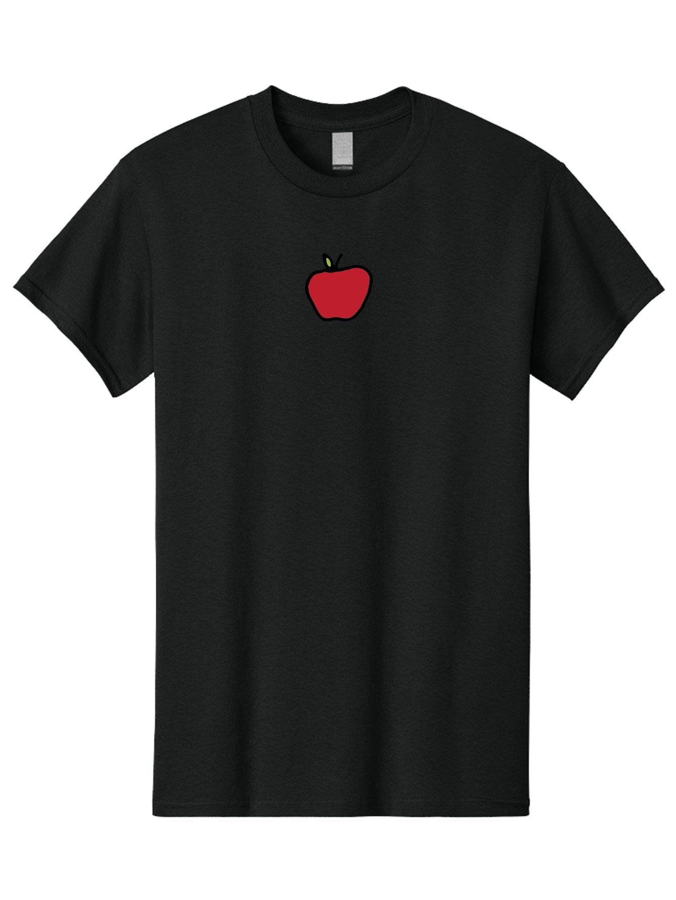 Red-Apple Men'S Graphic Tee, 100% Cotton, Comfortable Casual Summer Wear, Machine Washable, Red Apple, Simple Drawing, Bold Lines, Cartoon Style, Fruit Illustration, Minimalist Design, Digital Art, Apple Graphic Aab063 3
