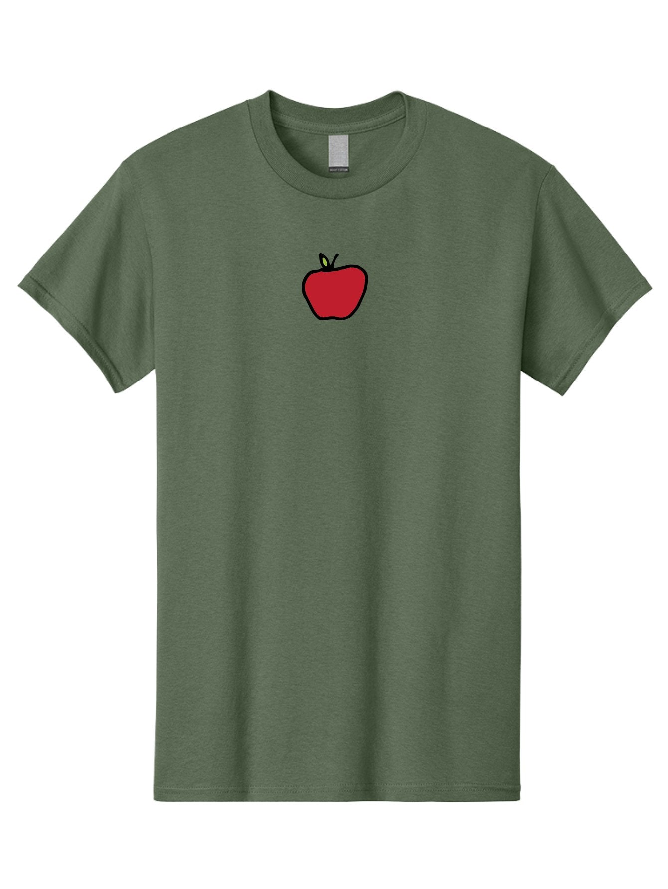 Red-Apple Men'S Graphic Tee, 100% Cotton, Comfortable Casual Summer Wear, Machine Washable, Red Apple, Simple Drawing, Bold Lines, Cartoon Style, Fruit Illustration, Minimalist Design, Digital Art, Apple Graphic Aab063