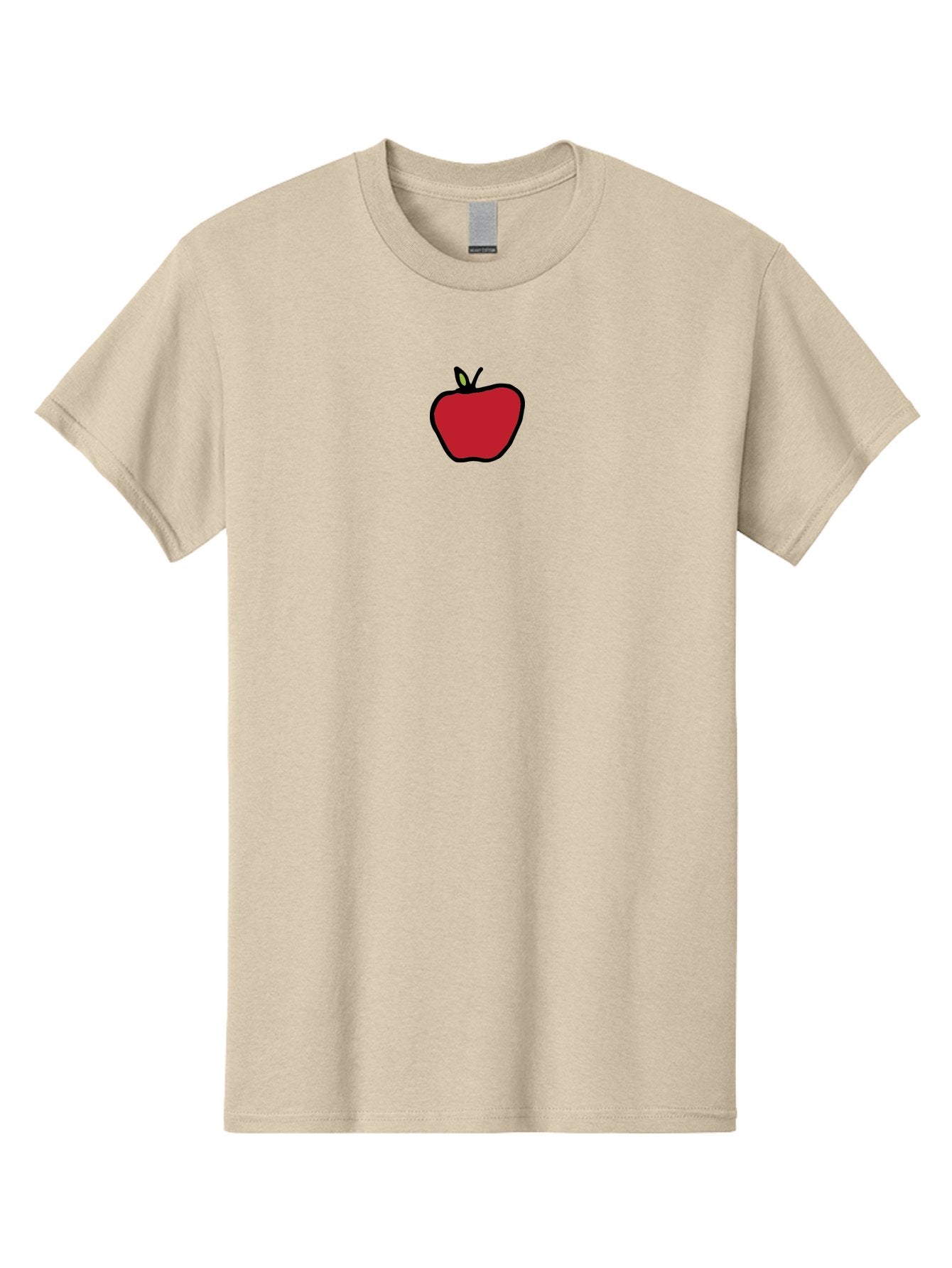 Red-Apple Men'S Graphic Tee, 100% Cotton, Comfortable Casual Summer Wear, Machine Washable, Red Apple, Simple Drawing, Bold Lines, Cartoon Style, Fruit Illustration, Minimalist Design, Digital Art, Apple Graphic Aab063 13