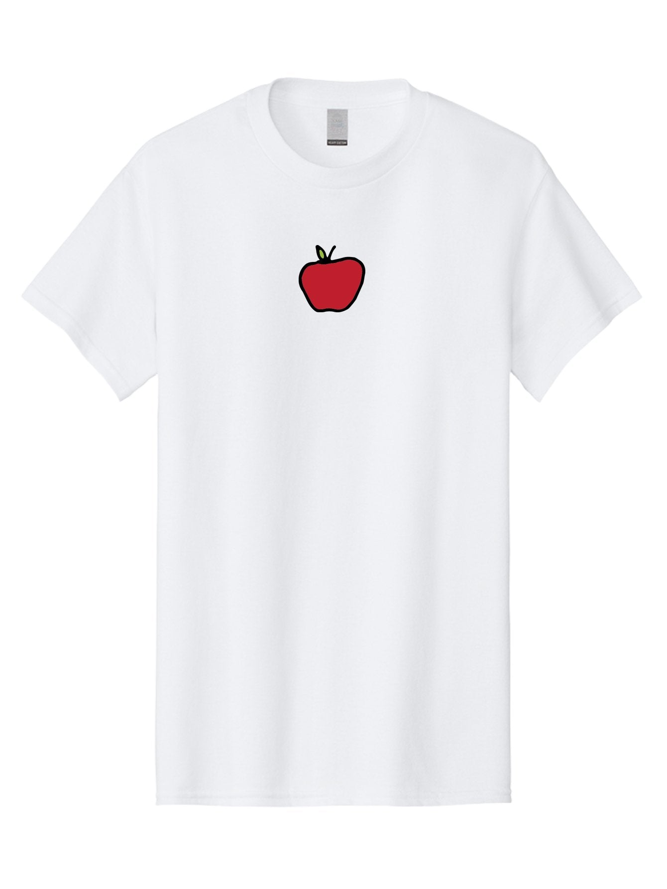 Red-Apple Men'S Graphic Tee, 100% Cotton, Comfortable Casual Summer Wear, Machine Washable, Red Apple, Simple Drawing, Bold Lines, Cartoon Style, Fruit Illustration, Minimalist Design, Digital Art, Apple Graphic Aab063 10