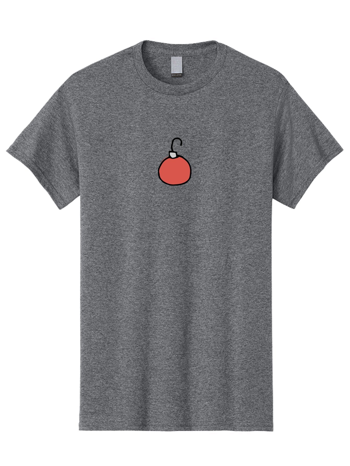 Red-Bomb Men'S Graphic Tee, 100% Cotton, Comfortable Casual Summer Wear, Machine Washable, Christmas Ornament, Red Decoration, Festive Symbol, Holiday Decor, Cartoon Style, Simple Design, Minimalist Art, Christmas Tree Decoration Aab065