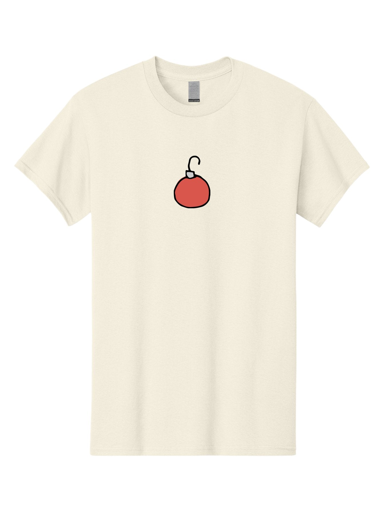 Red-Bomb Men'S Graphic Tee, 100% Cotton, Comfortable Casual Summer Wear, Machine Washable, Christmas Ornament, Red Decoration, Festive Symbol, Holiday Decor, Cartoon Style, Simple Design, Minimalist Art, Christmas Tree Decoration Aab065