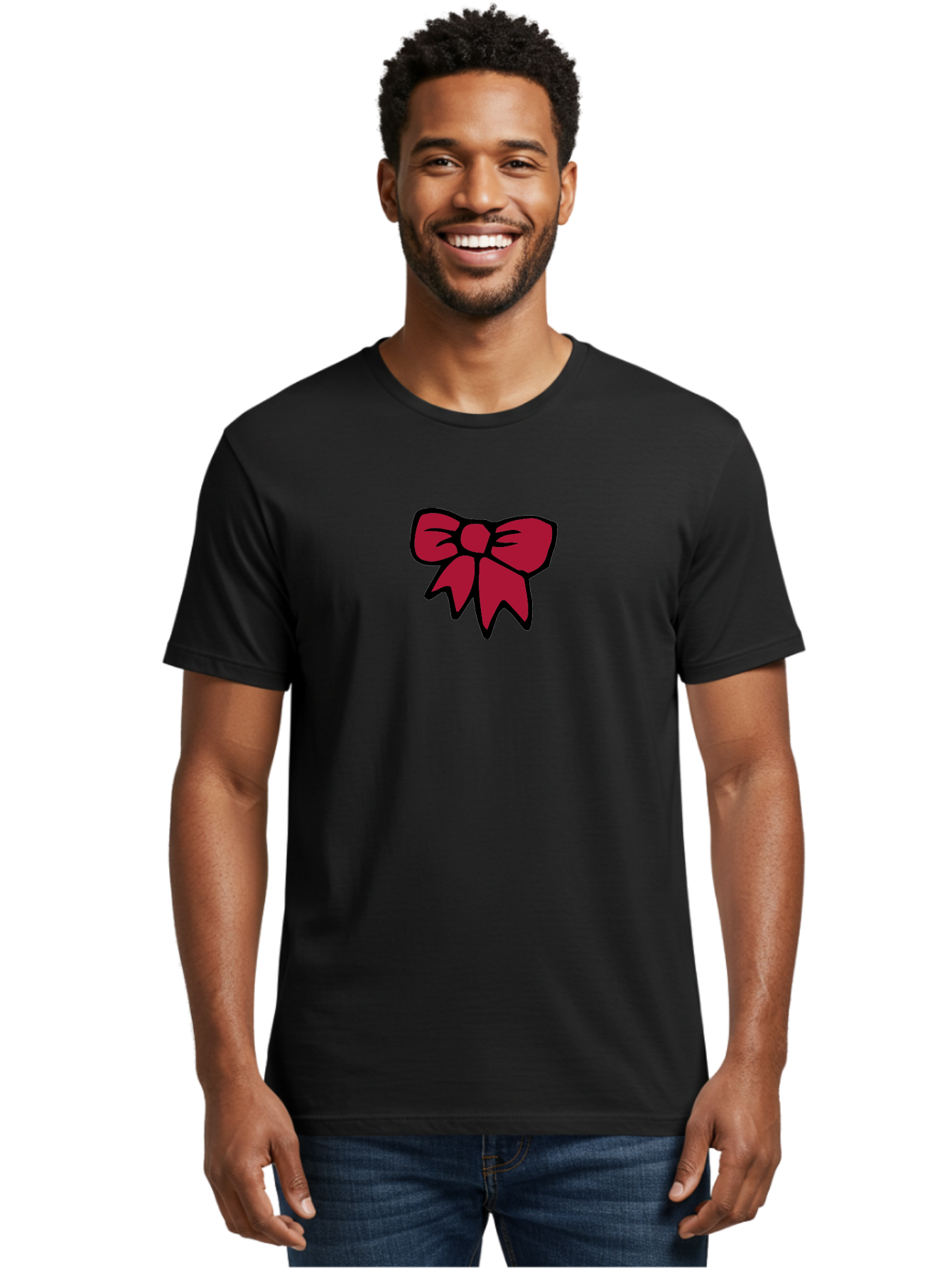 Red-Bow-2 Men'S Graphic Tee, 100% Cotton, Comfortable Casual Summer Wear, Machine Washable, Red Bow, Gift Wrapping, Ribbon Decoration, Festive Decor, Elegant Design, Stylish Accessory, Wrapping Ideas Aab067