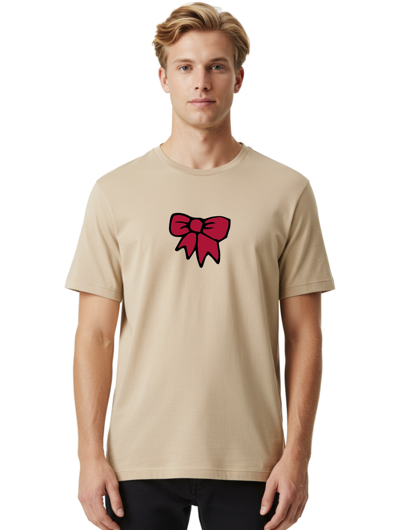 Red-Bow-2 Men'S Graphic Tee, 100% Cotton, Comfortable Casual Summer Wear, Machine Washable, Red Bow, Gift Wrapping, Ribbon Decoration, Festive Decor, Elegant Design, Stylish Accessory, Wrapping Ideas Aab067 28