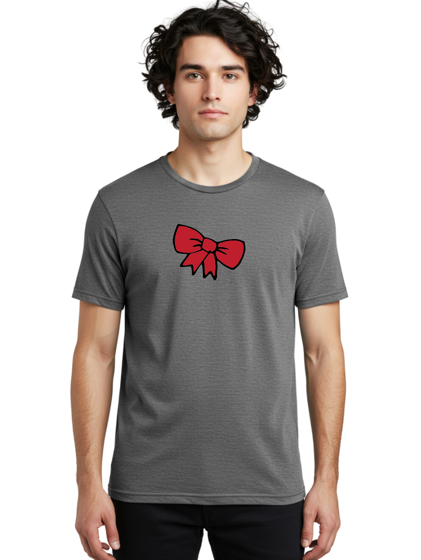 Red-Bow-3 Men'S Graphic Tee, 100% Cotton, Comfortable Casual Summer Wear, Machine Washable, Red Bow, Gift Wrapping, Festive Decor, Holiday Theme, Decorative Element, Cartoon Illustration, Simple Design Aab068 10