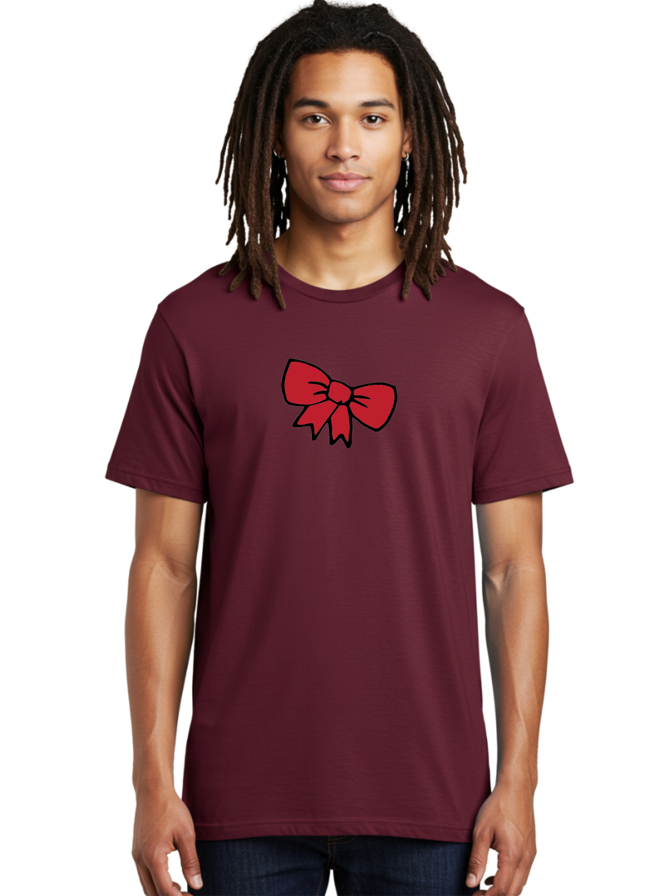 Red-Bow-3 Men'S Graphic Tee, 100% Cotton, Comfortable Casual Summer Wear, Machine Washable, Red Bow, Gift Wrapping, Festive Decor, Holiday Theme, Decorative Element, Cartoon Illustration, Simple Design Aab068 14